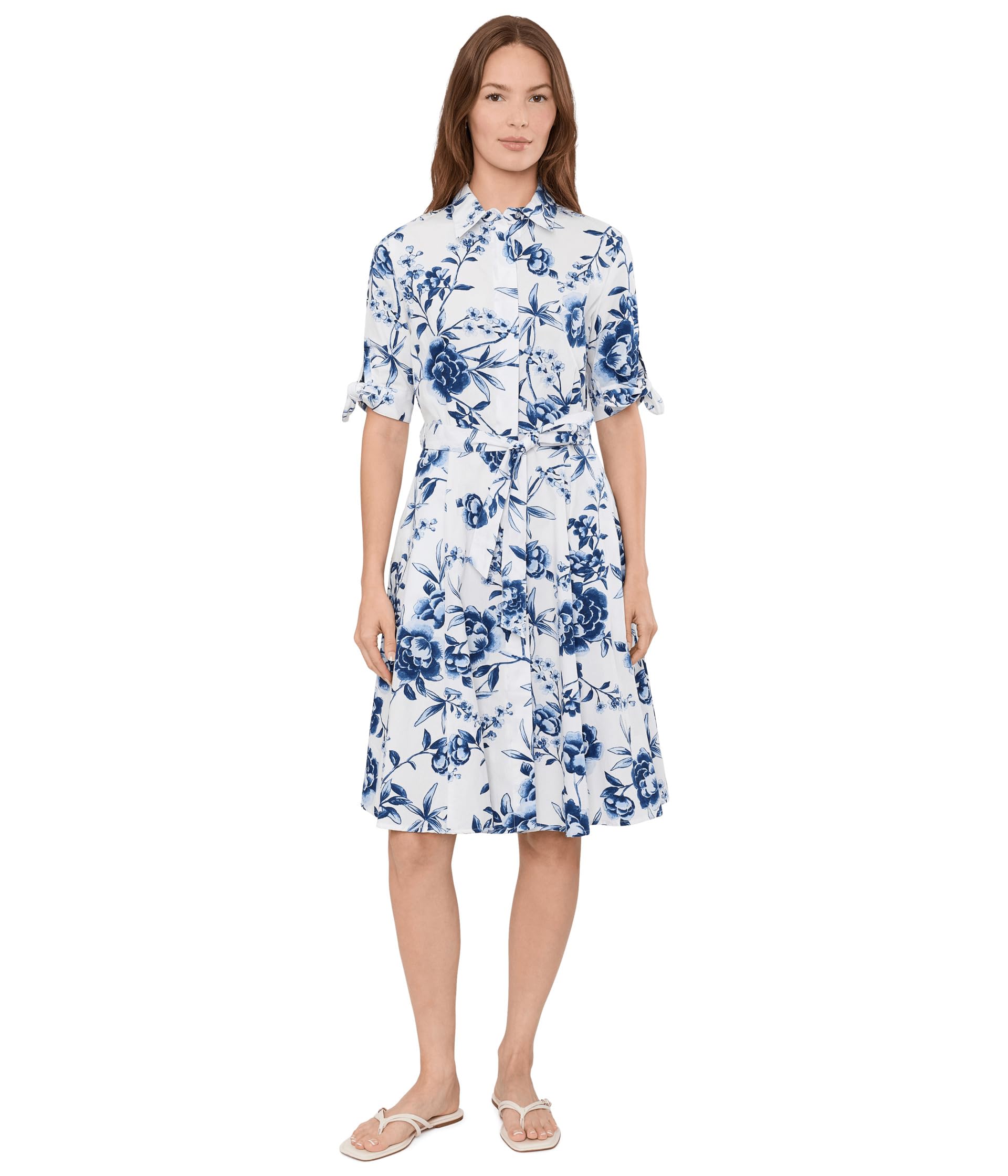 Short Sleeve Floral Cotton A-Line