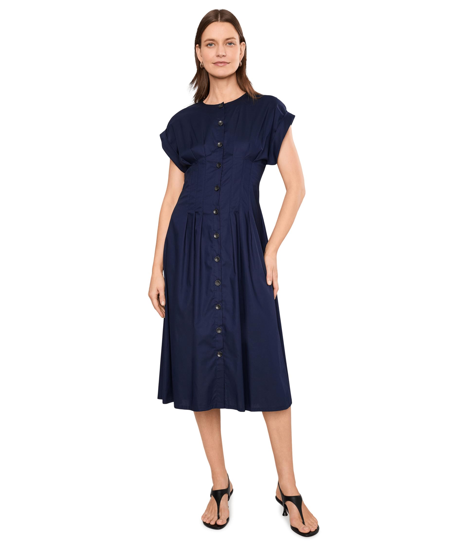 Cap Sleeve Solid Cotton A-Line Midi
