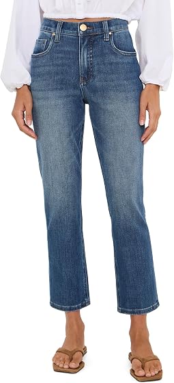 Petite Blair High-Rise Fab AB New Straight Leg 5 Pockets in Razor