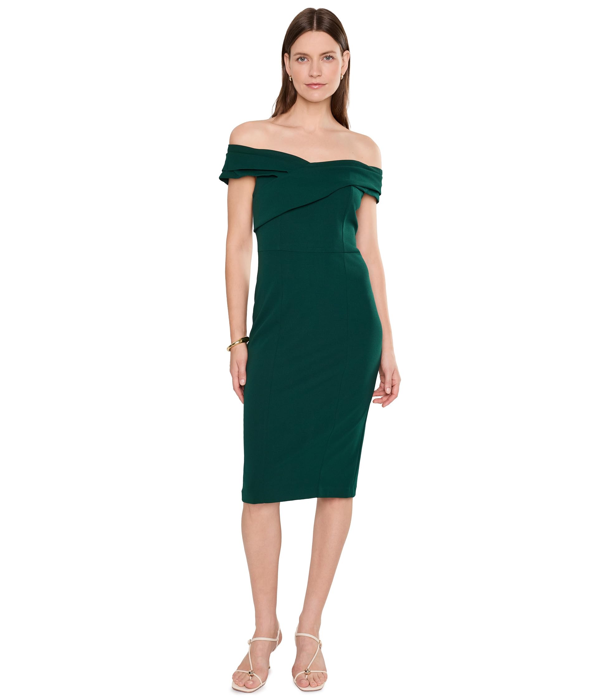 Cross Pleated Neck Sheath