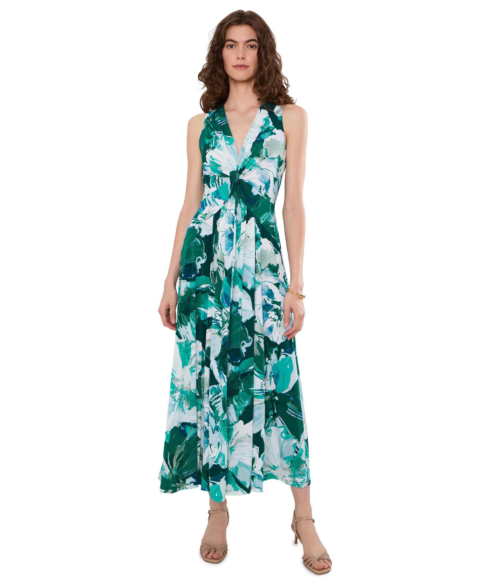 Sleeveless Matte Jersey Floral Maxi