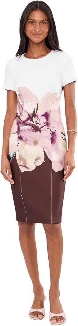 Short Sleeve Floral Scuba Sheath