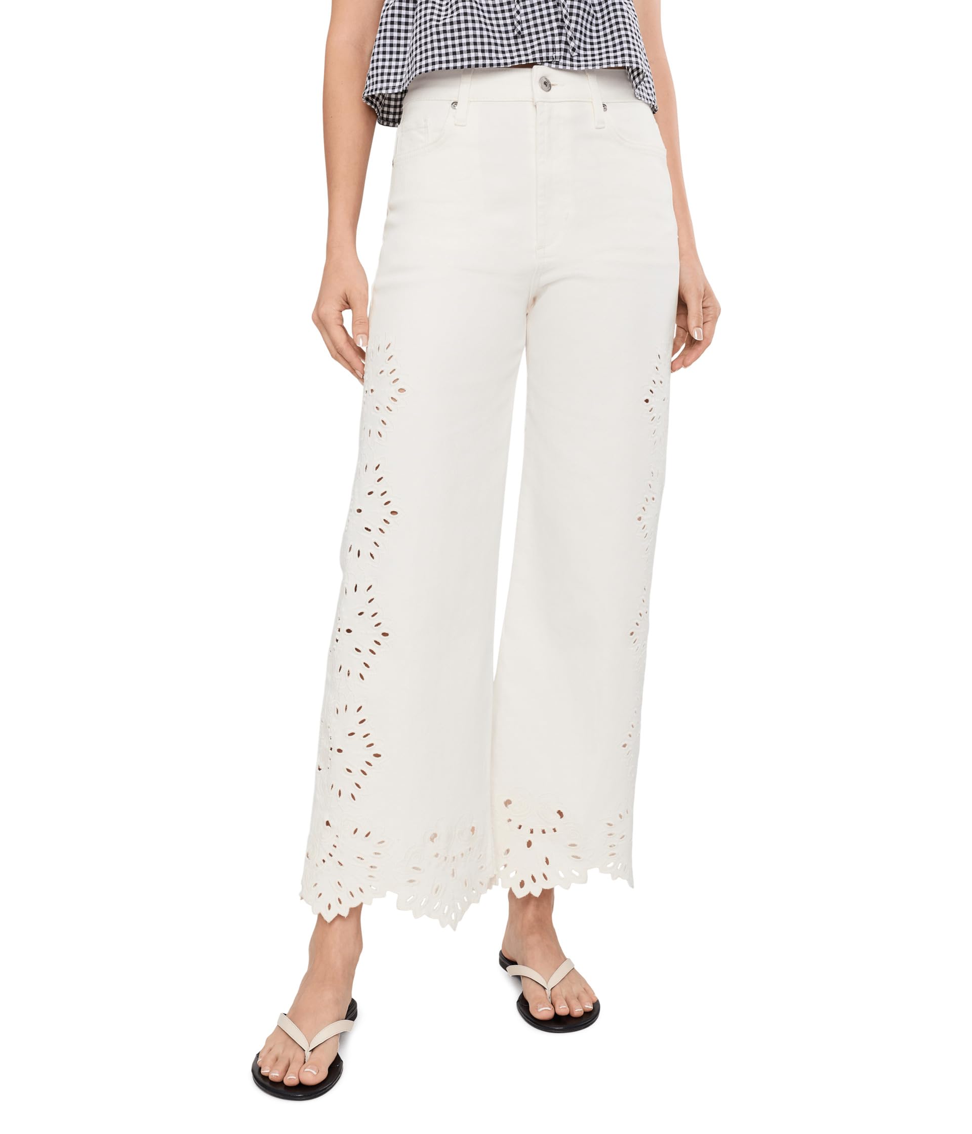 The Mia Ankle w/ Placed Broderie in Ecru Floral