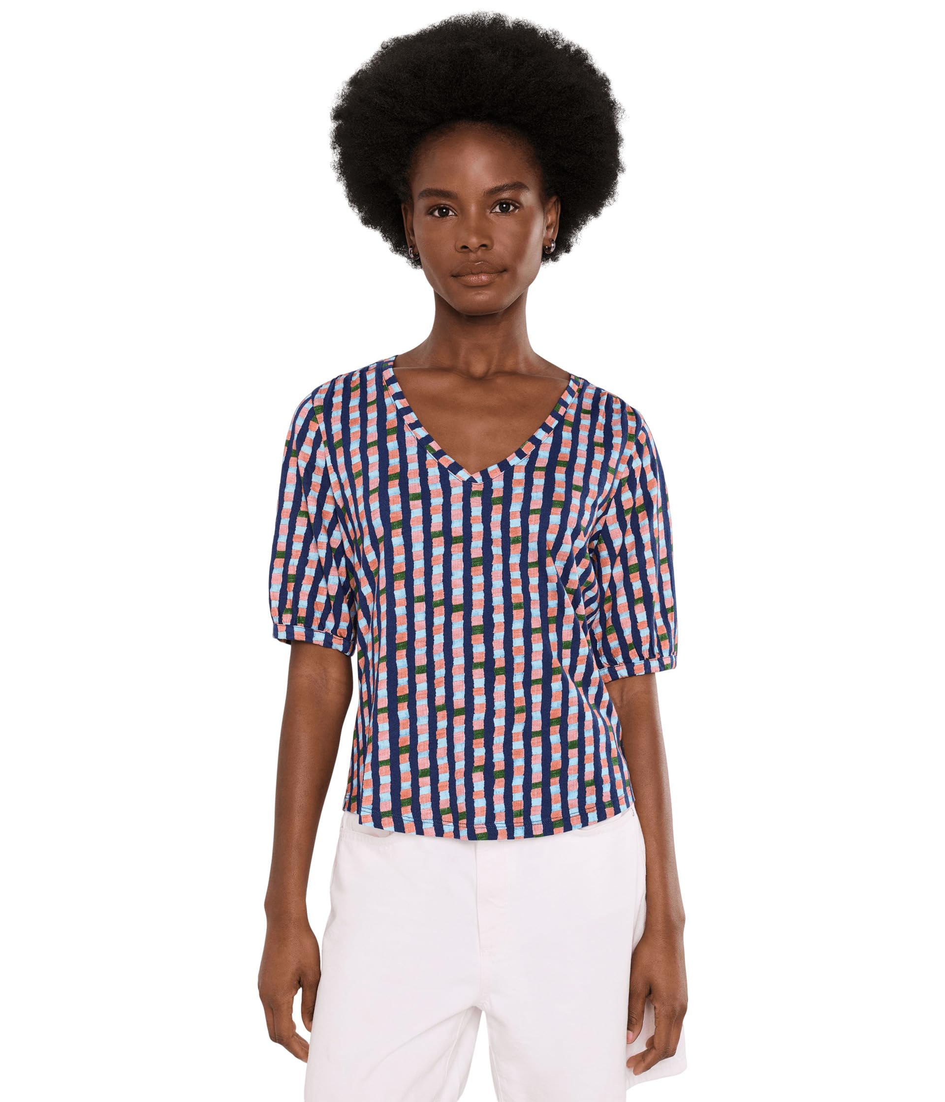 NZT Elbow Sleeve Reef Stripe V-Neck Tee