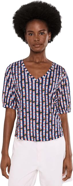 NZT Elbow Sleeve Reef Stripe V-Neck Tee