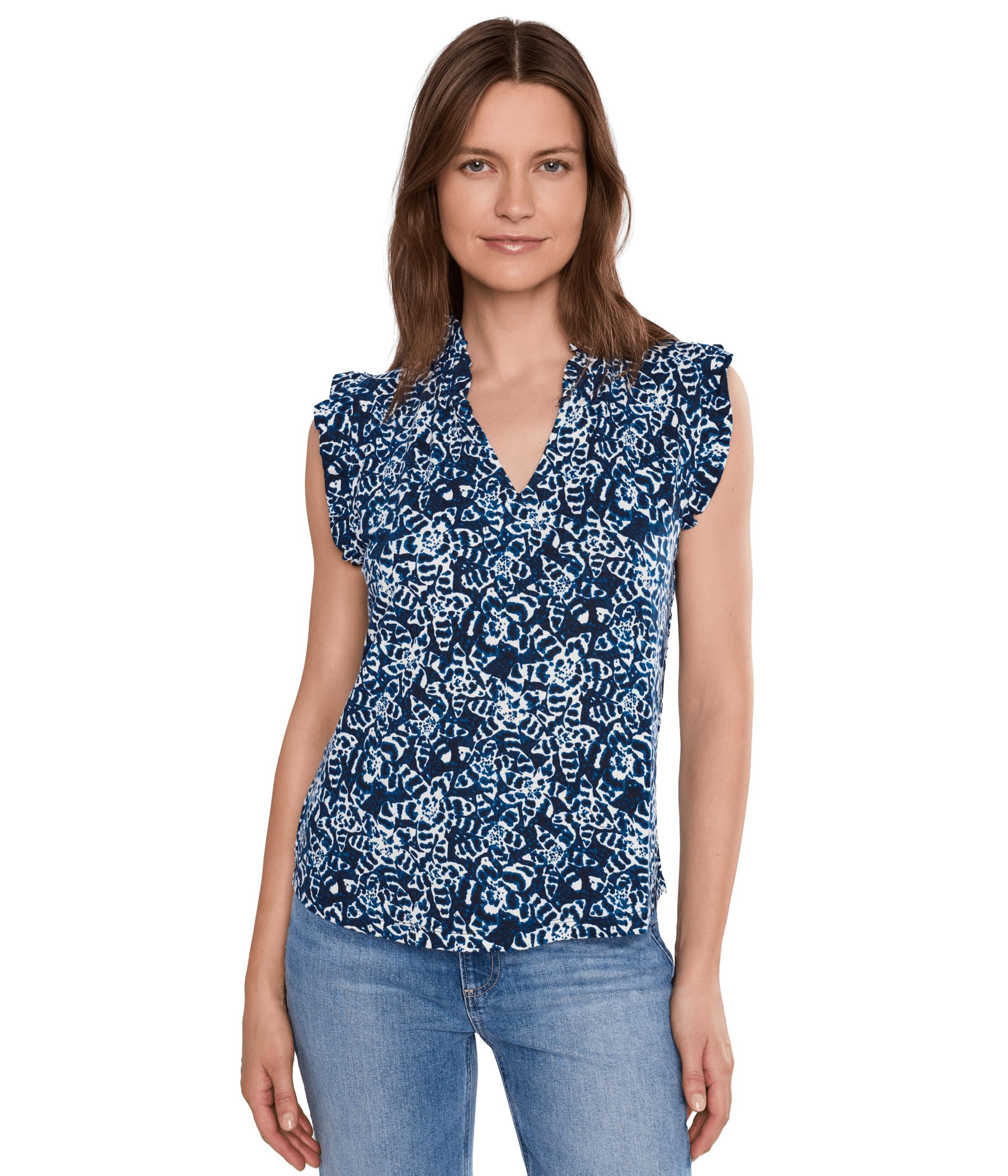 Shibori Lilies топ с мягкими рукавами
