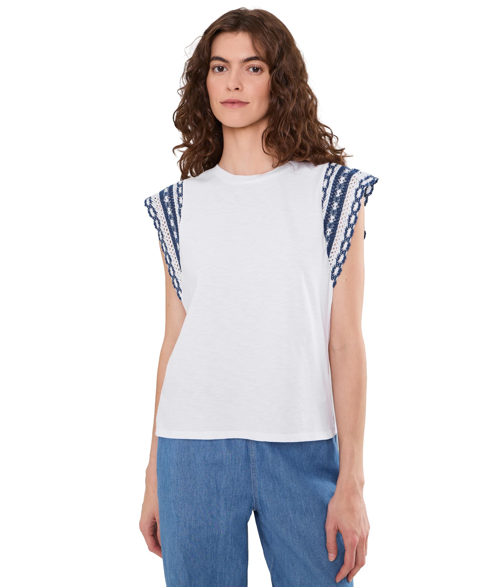 Женский топ из хлопка с трикотажной отделкой Knit Trim Cotton Slub