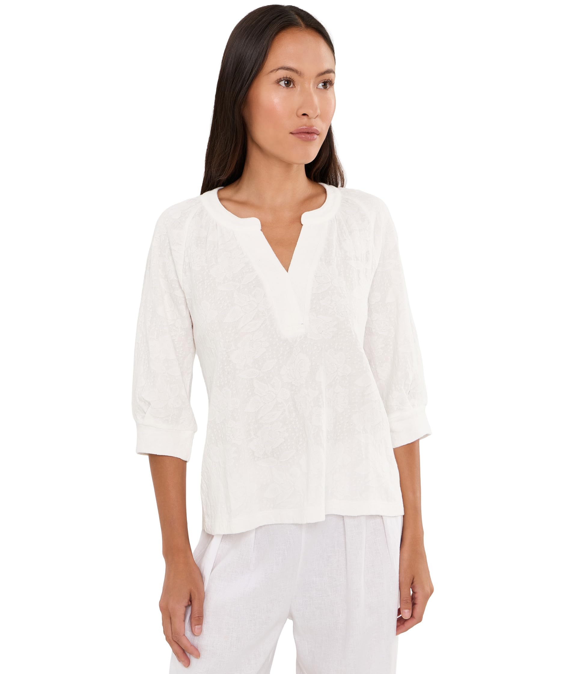 Petite топ NIC+ZOE NZT Lace Knit Split-Neck
