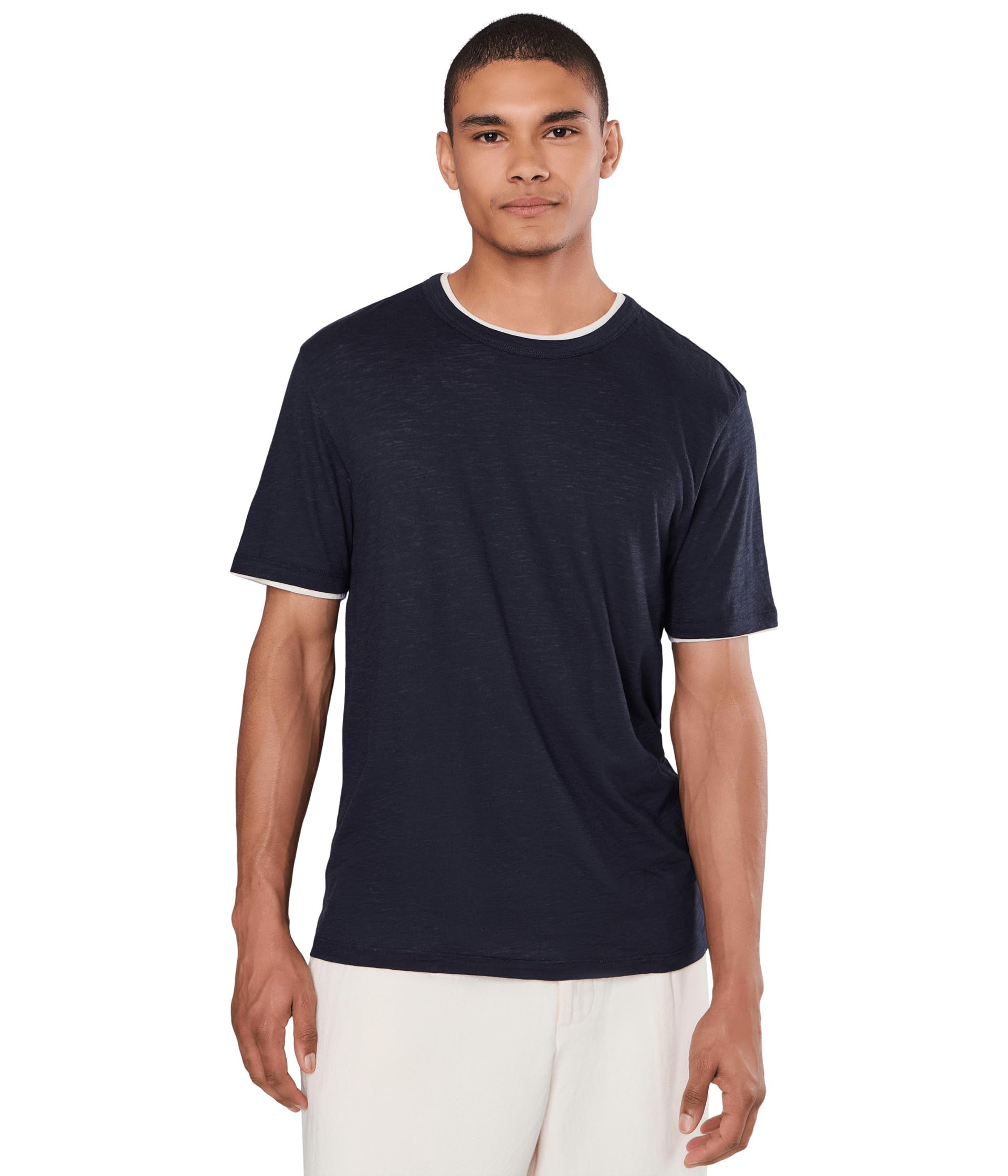 Fine Slub Double Layer Short Sleeve Crew