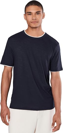Fine Slub Double Layer Short Sleeve Crew