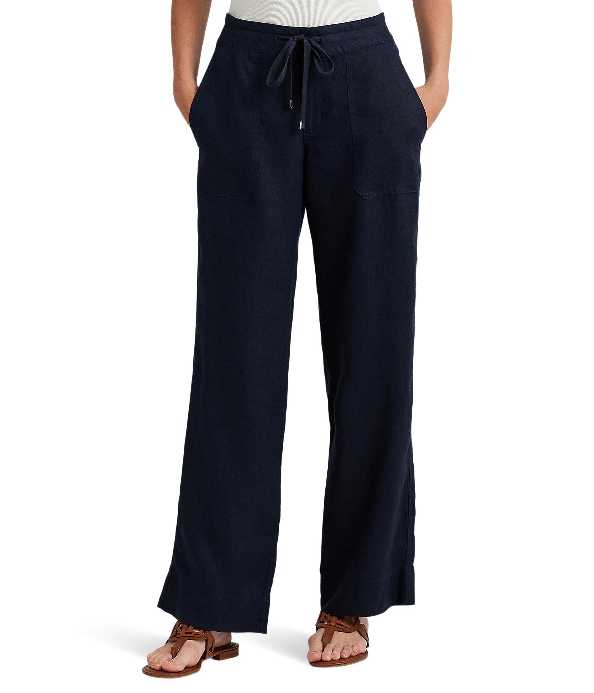 Petite Linen Wide-Leg Pant