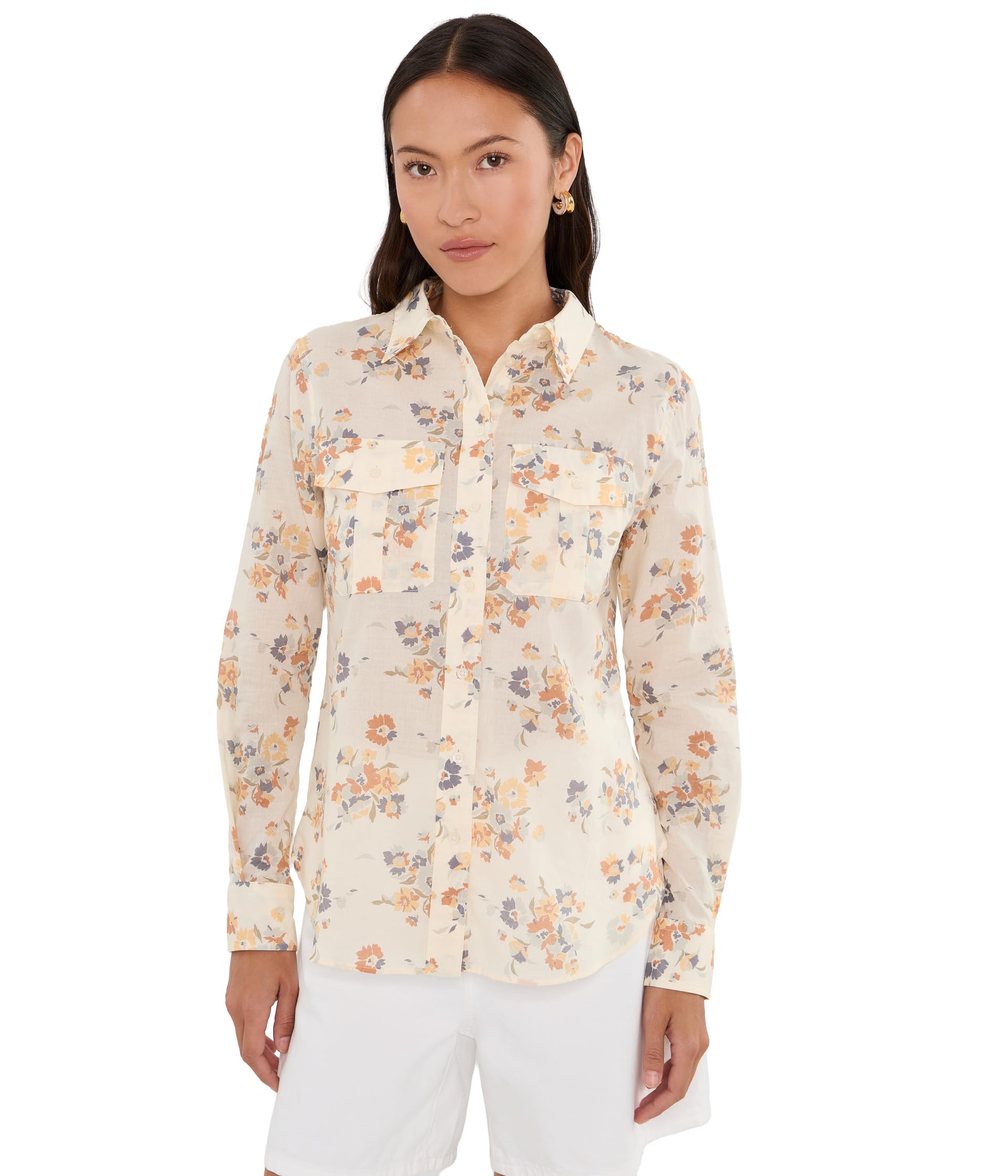 Рубашка Lauren Ralph Lauren Petite Classic Fit из хлопкового вуали с цветочным принтом