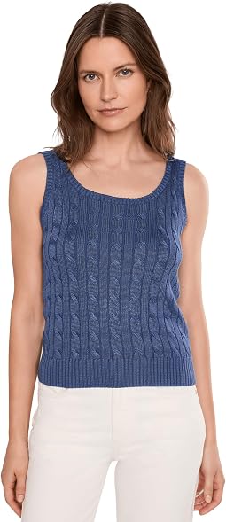 Cable Cotton-Blend Sleeveless Sweater