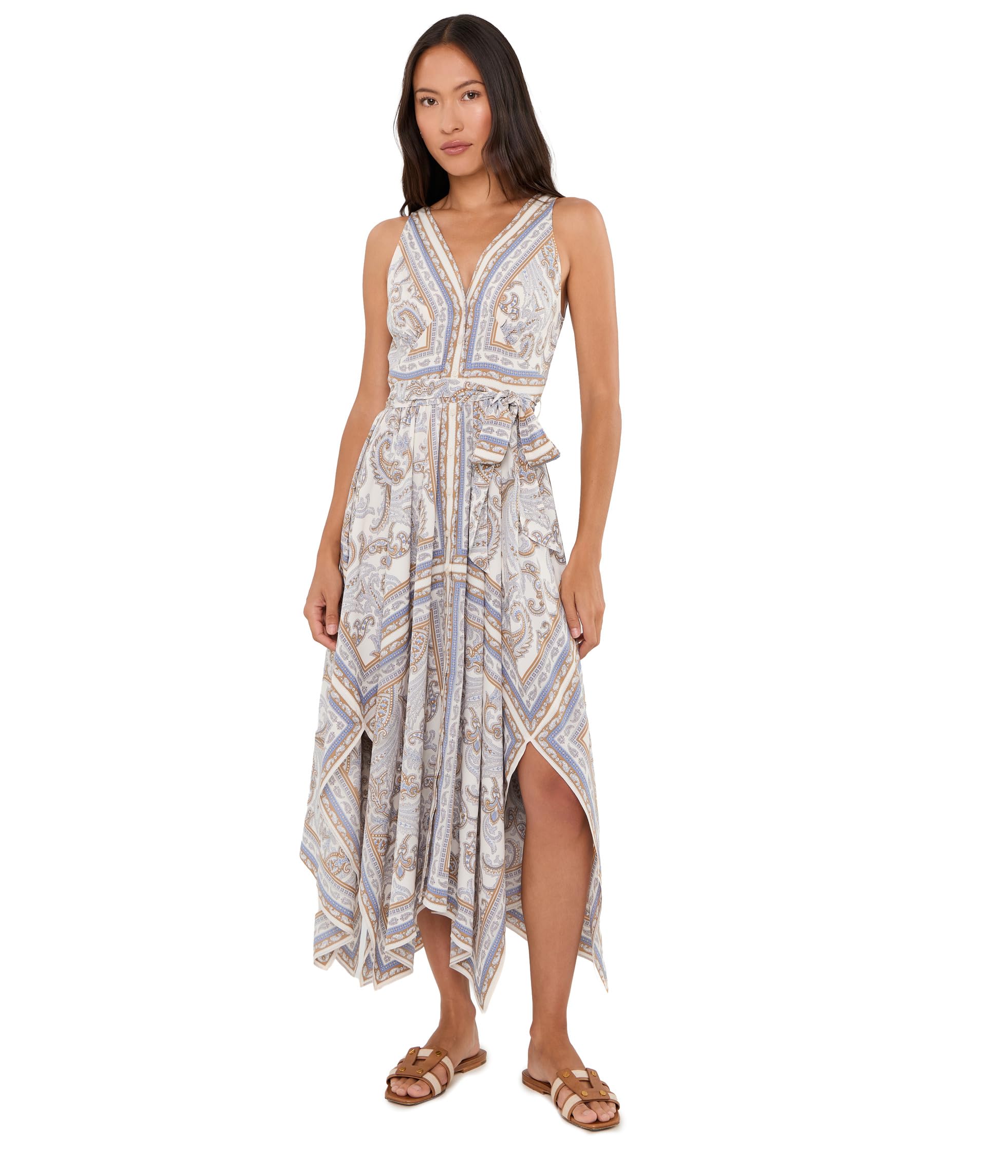 Petite Paisley Georgette Handkerchief-Hem Dress