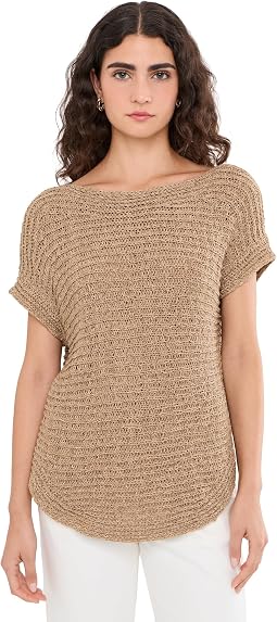 Rib-Knit Short Sleeve Sweater