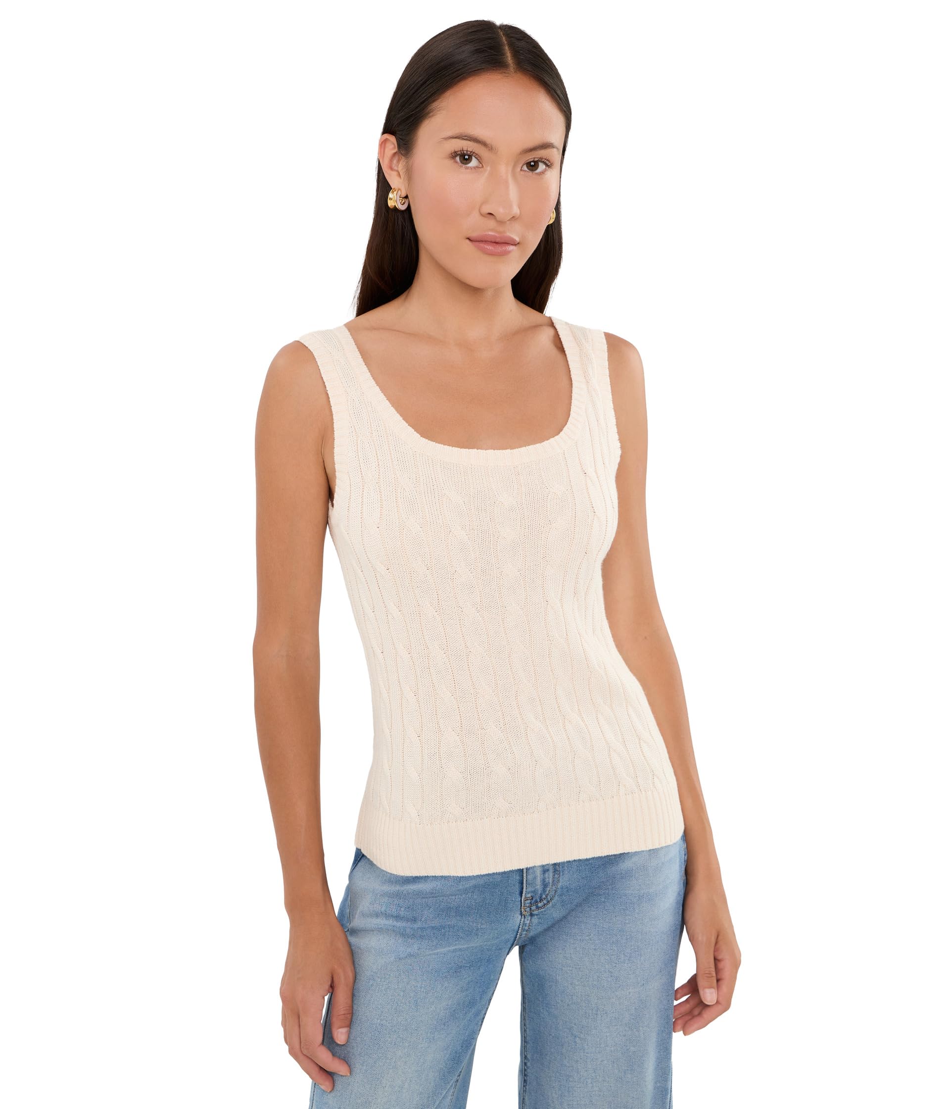 Petite Cable Cotton-Blend Sleeveless Sweater