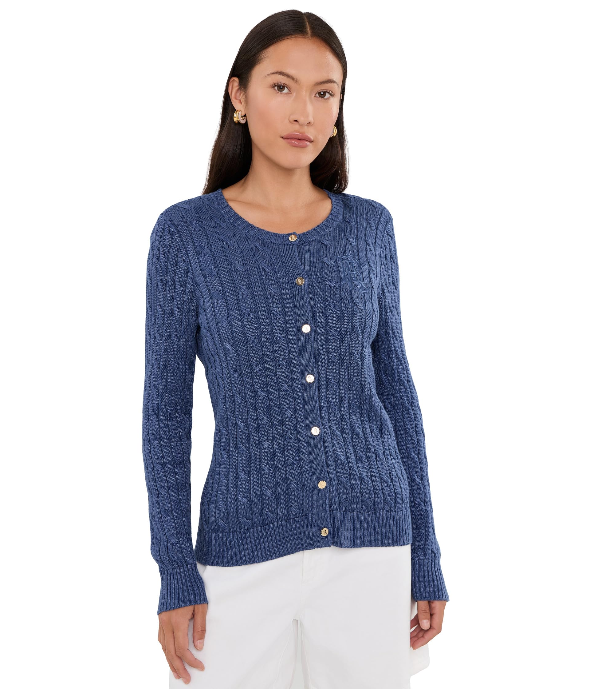 Petite Cable-Knit Cotton-Blend Cardigan