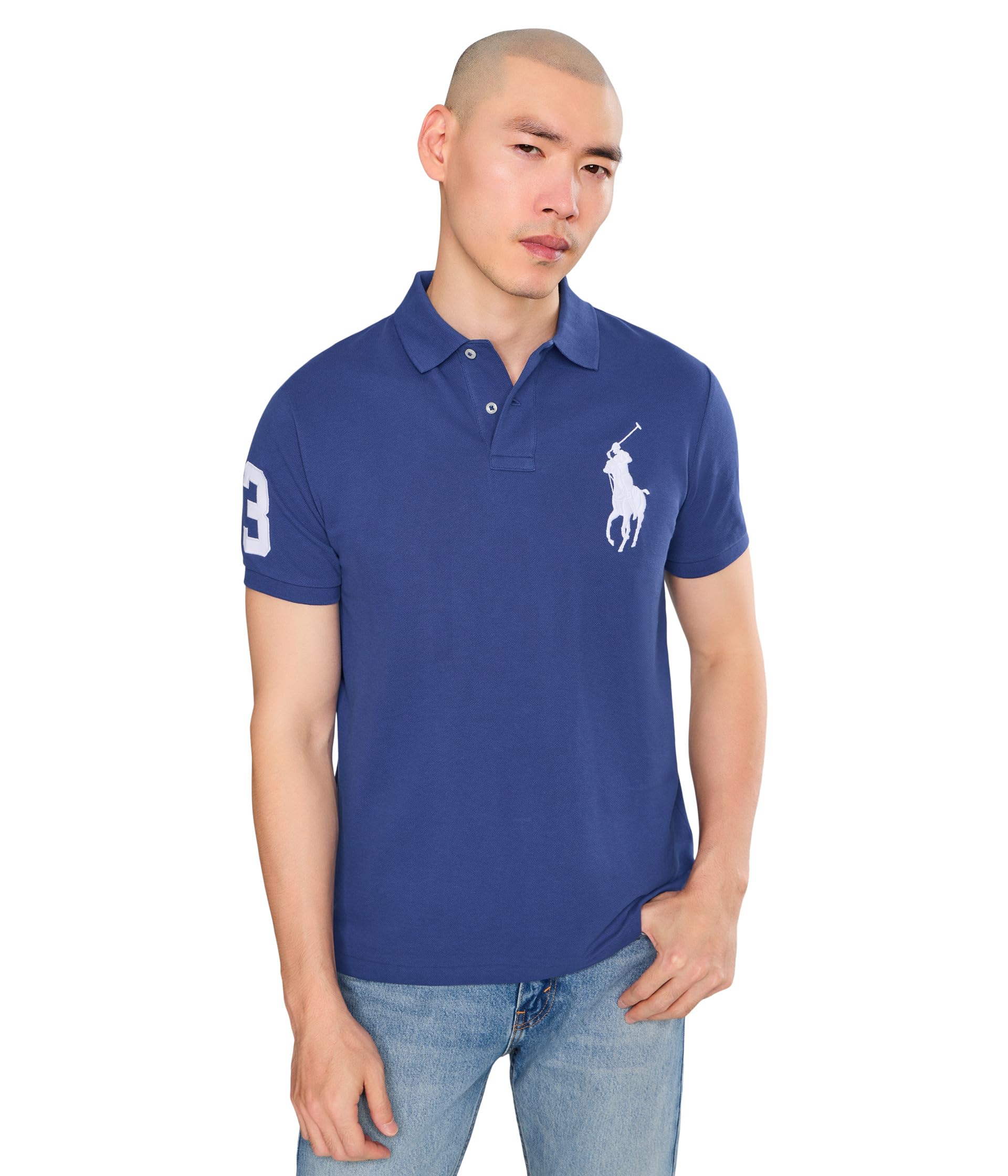 Custom Slim Fit Big Pony Mesh Polo Shirt