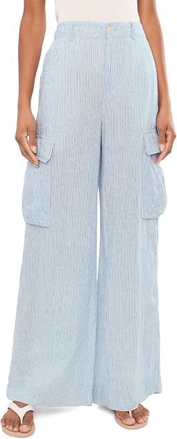 Брюки карго из льна Pinstripe Linen Wide-Leg