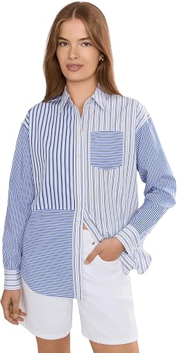 Женская рубашка Petite Relaxed Fit Striped Broadcloth