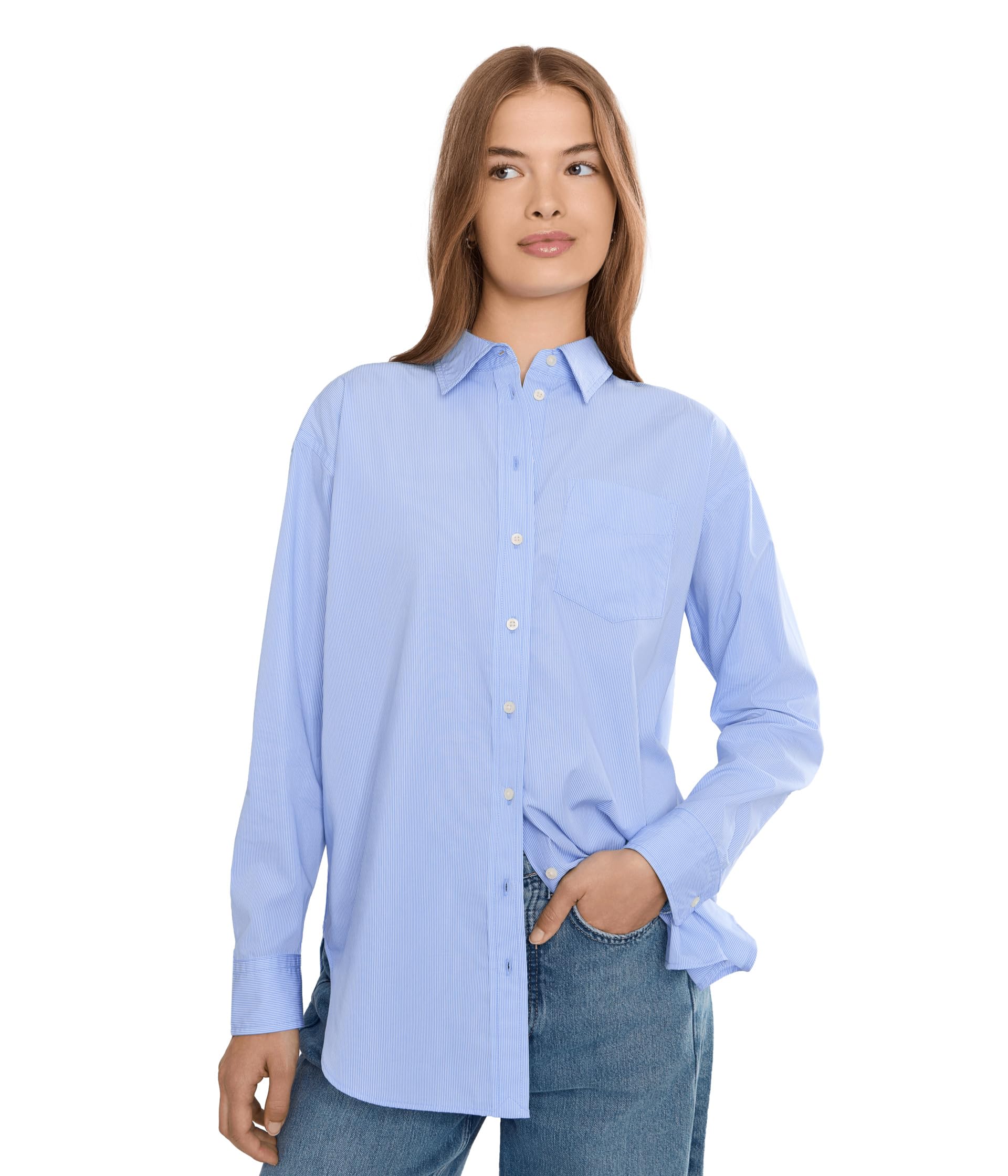 Petite Striped Cotton Broadcloth Shirt
