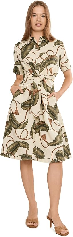 Lauren Ralph Lauren Платье-рубашка из льна с завязками, Petite, принт Rope-Print