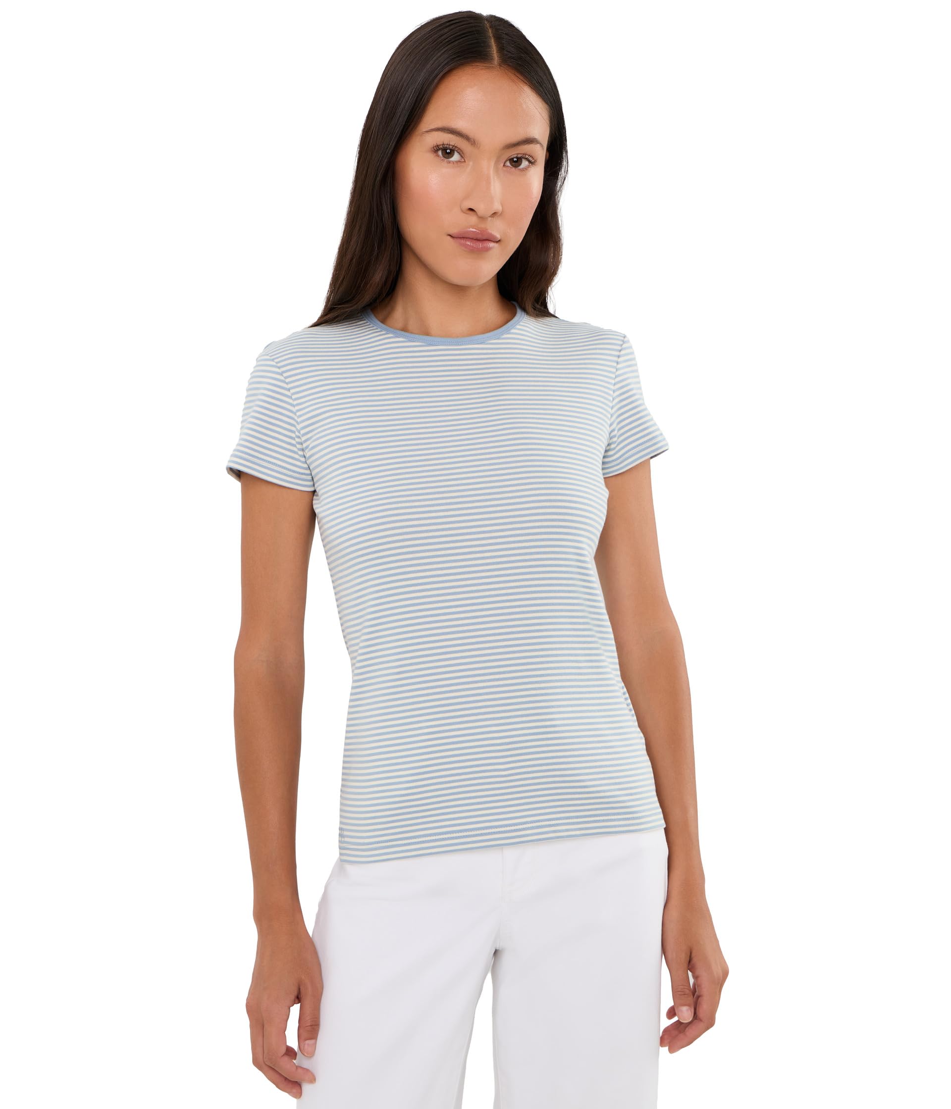 Petite Striped Rib-Knit Stretch Cotton Tee
