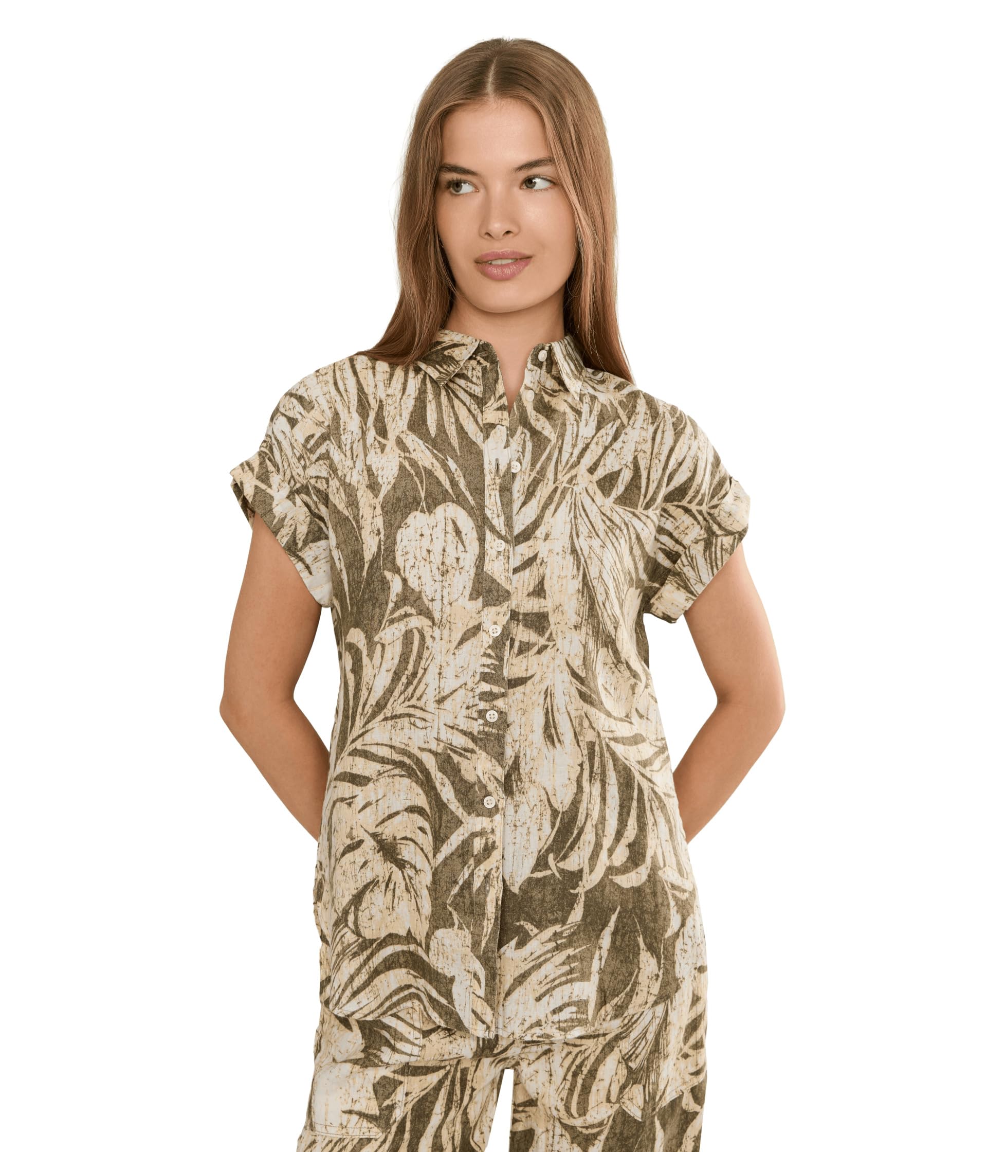 Petite Relaxed Fit Print Short Sleeve Shirt