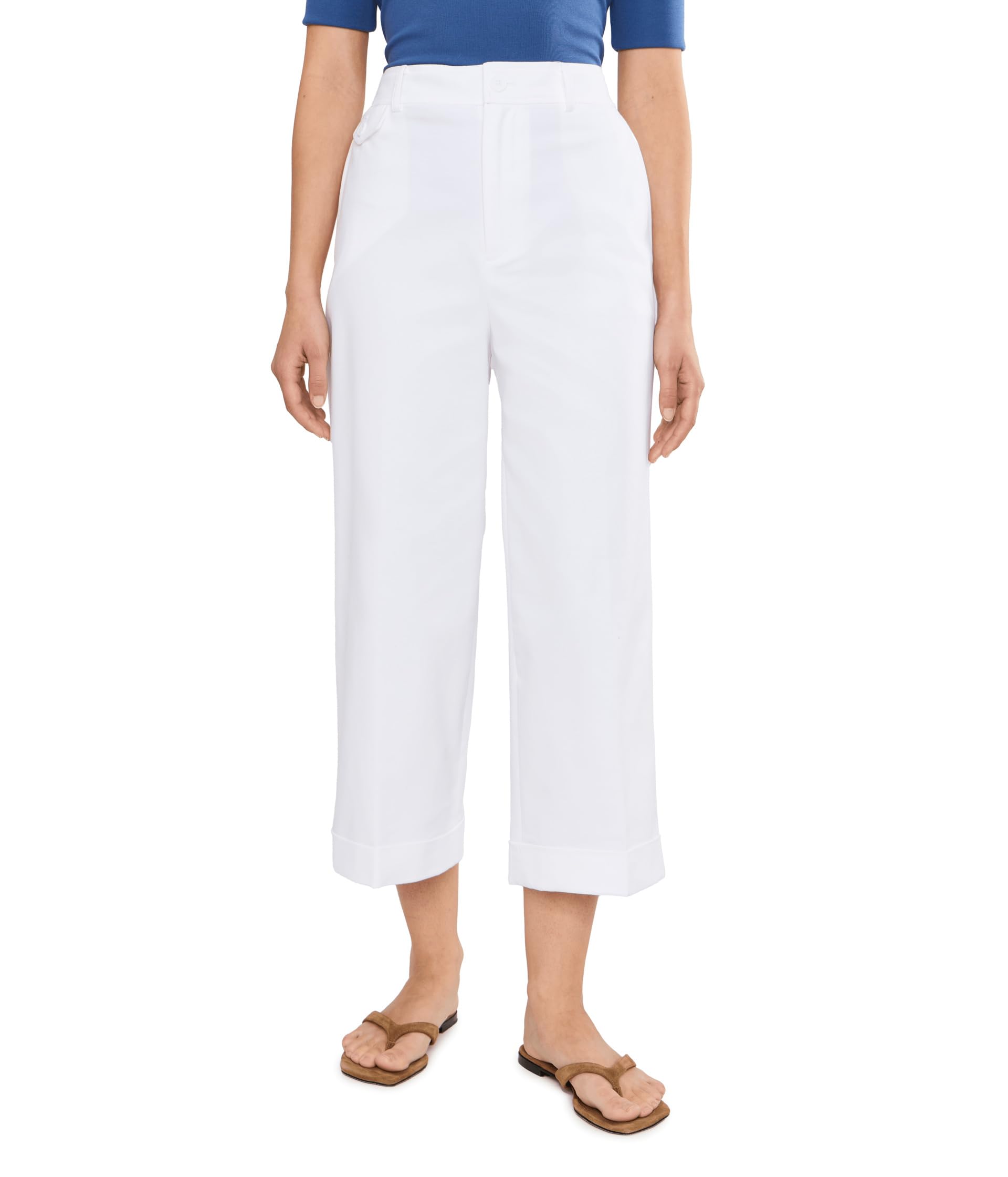 Petite Double-Faced Stretch Cotton Cropped Pants