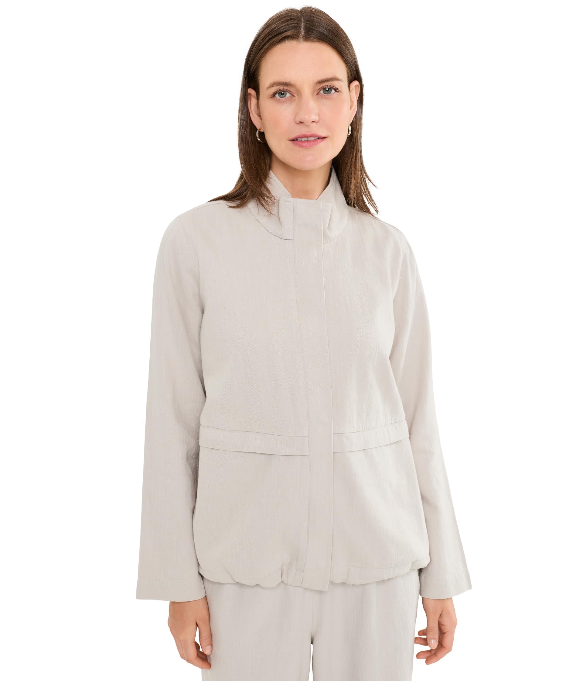 Slubby Organic Cotton Linen Zip Up Jacket