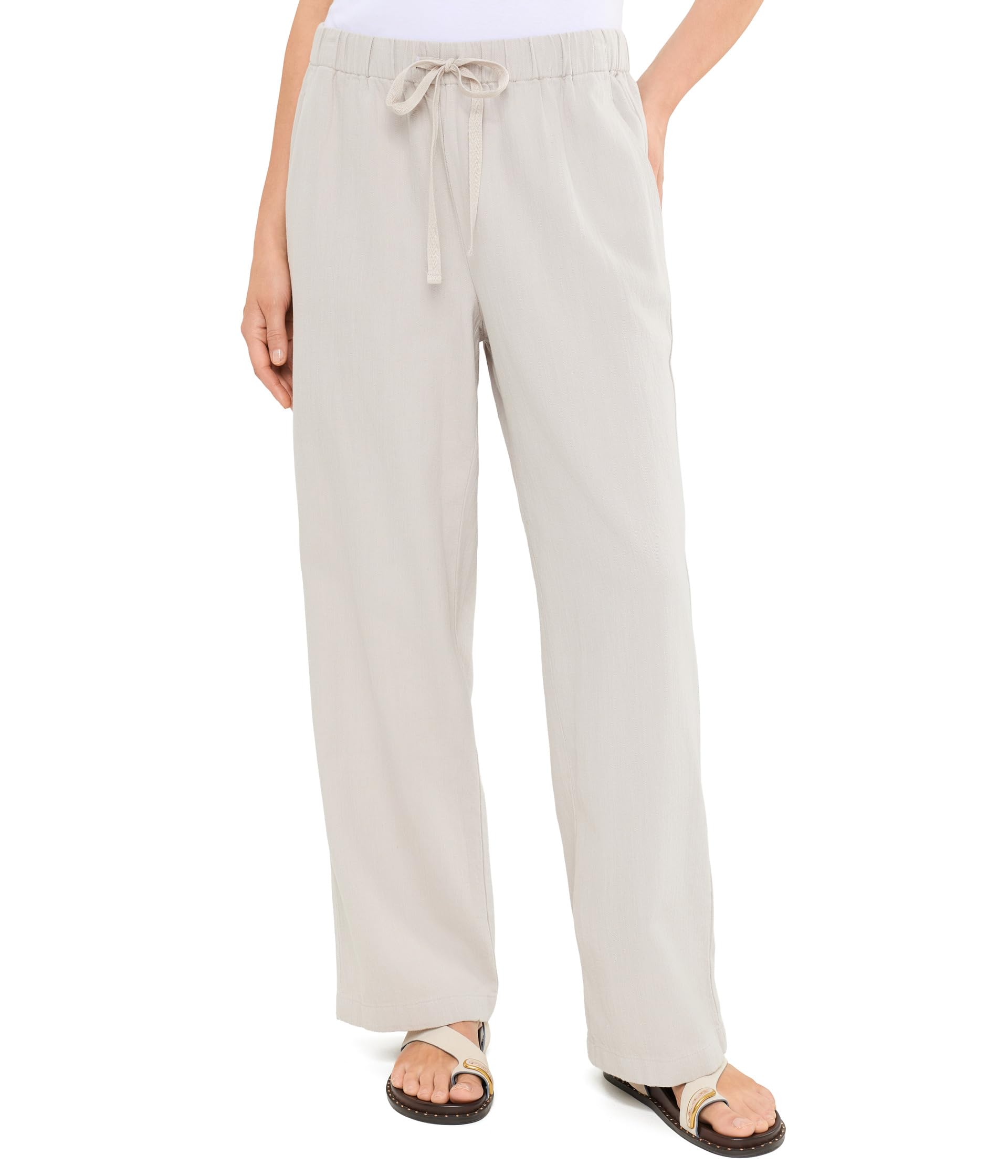 Slubby Organic Cotton Linen Straight Full Length Pant