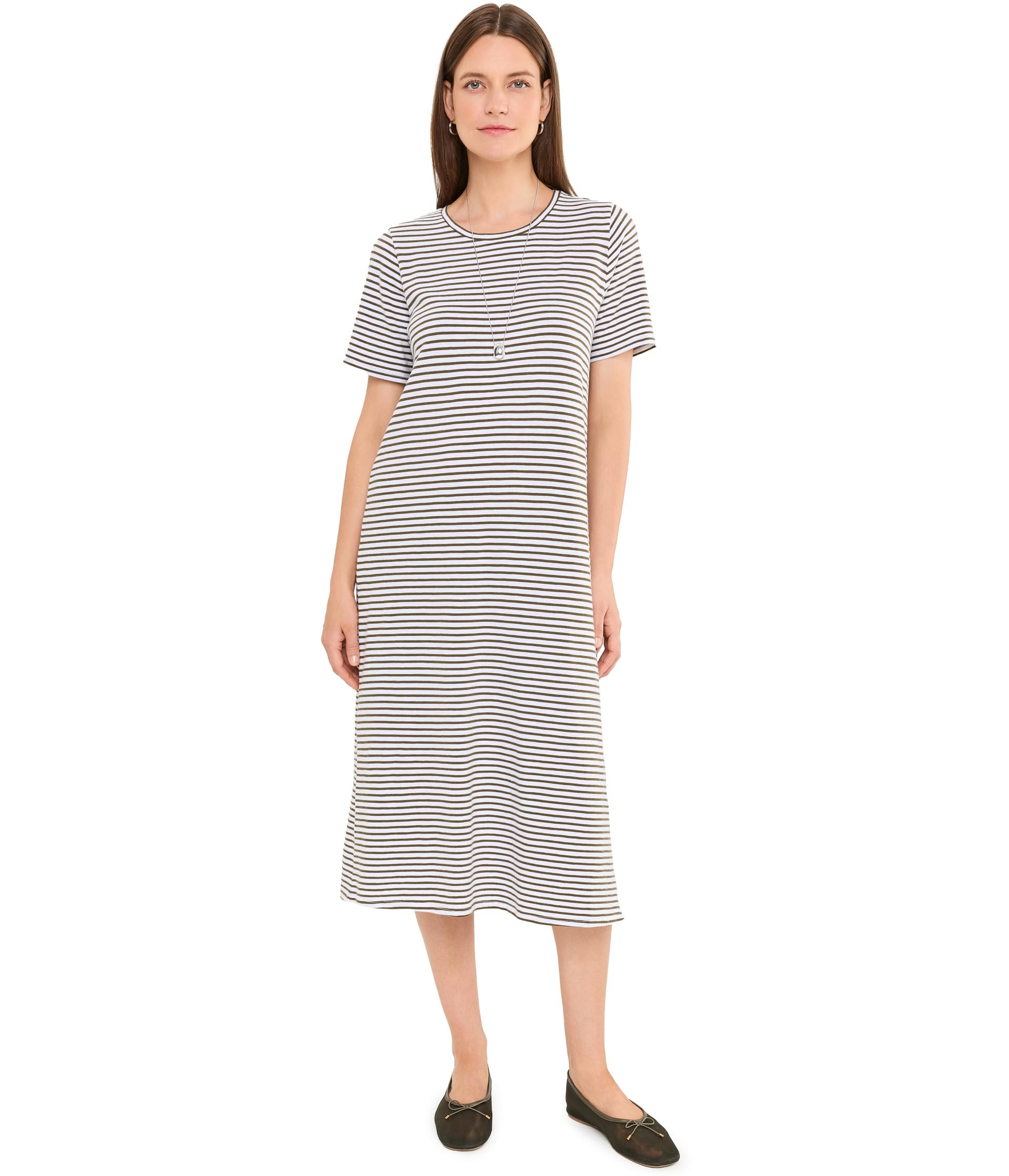 Женское платье Eileen Fisher Striped Organic Cotton Slub Round Neck