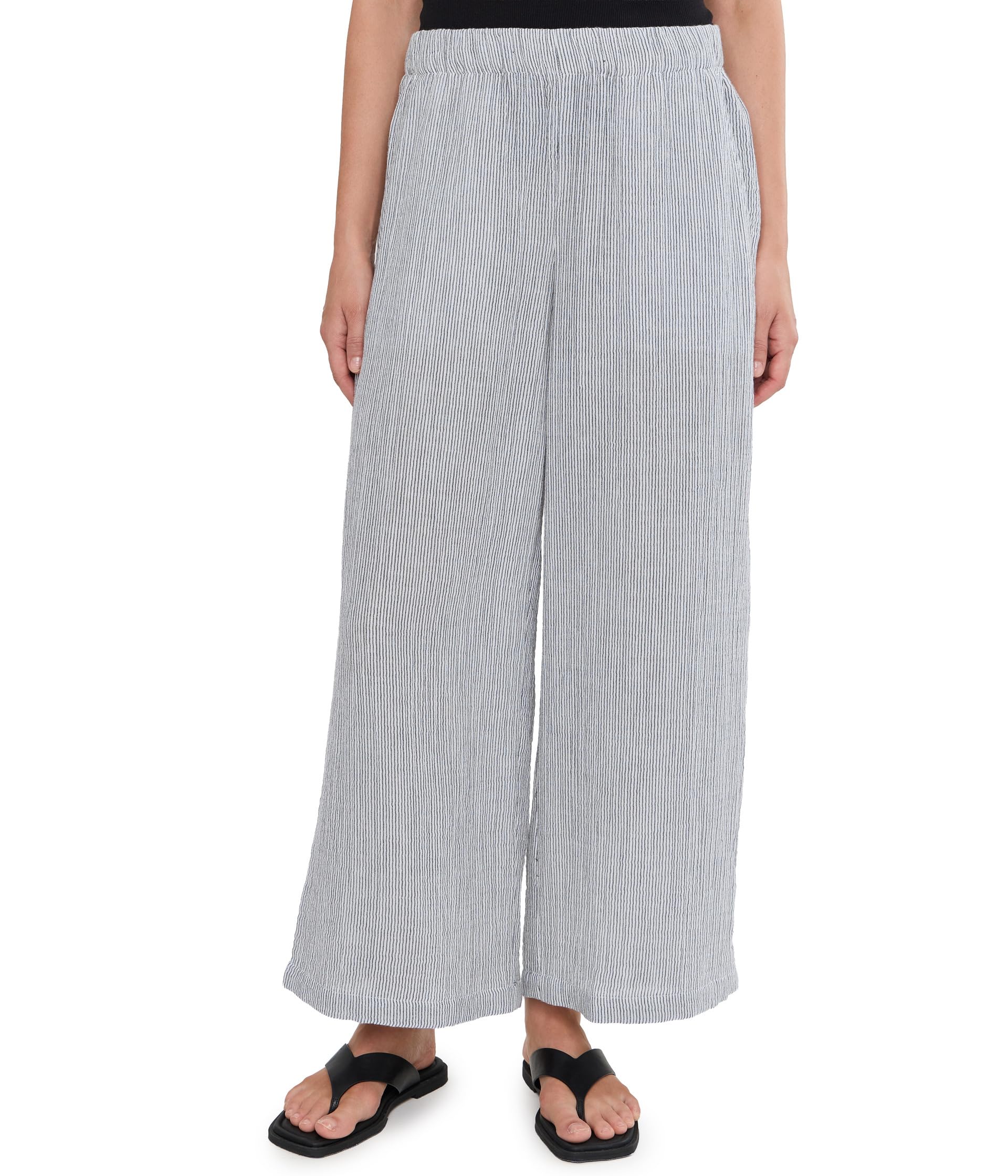 Striped Organic Cotton Gauze Ankle Pant