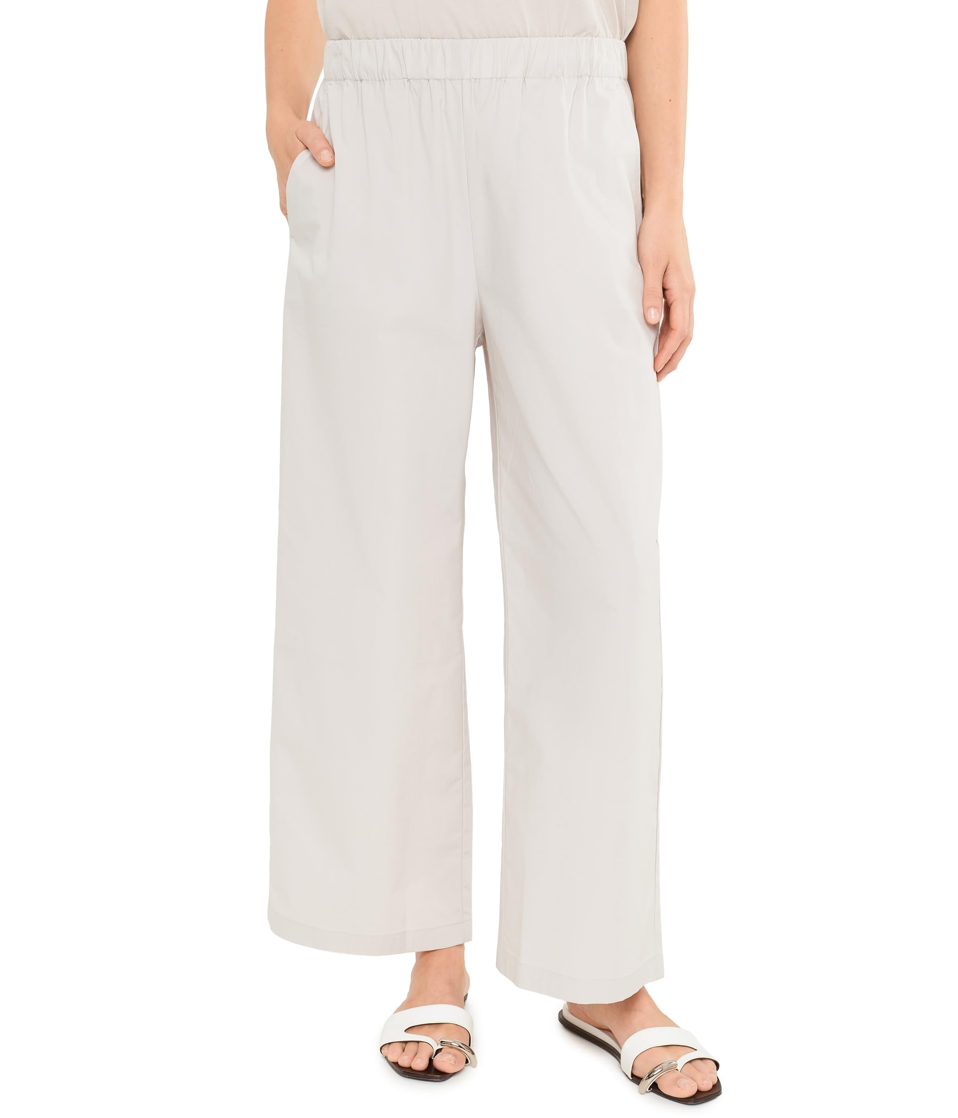 Stretch Organic Cotton Poplin Ankle Wide Pant Женский