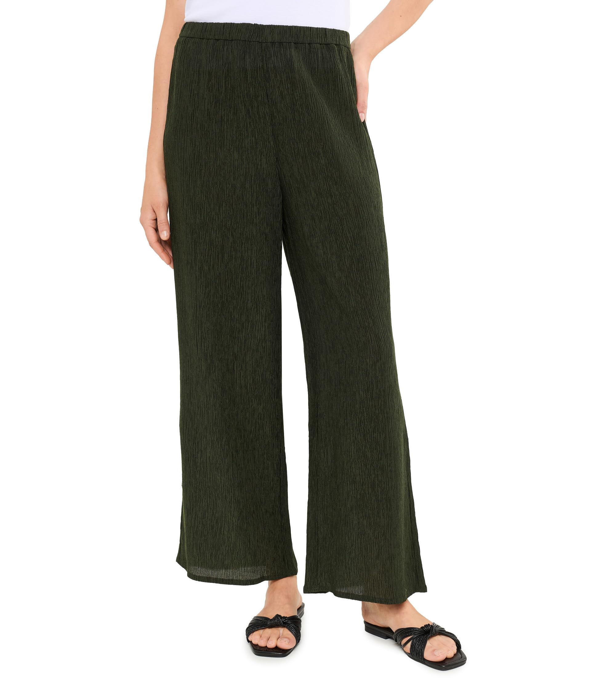 Woven Plisse Wide Ankle Pant