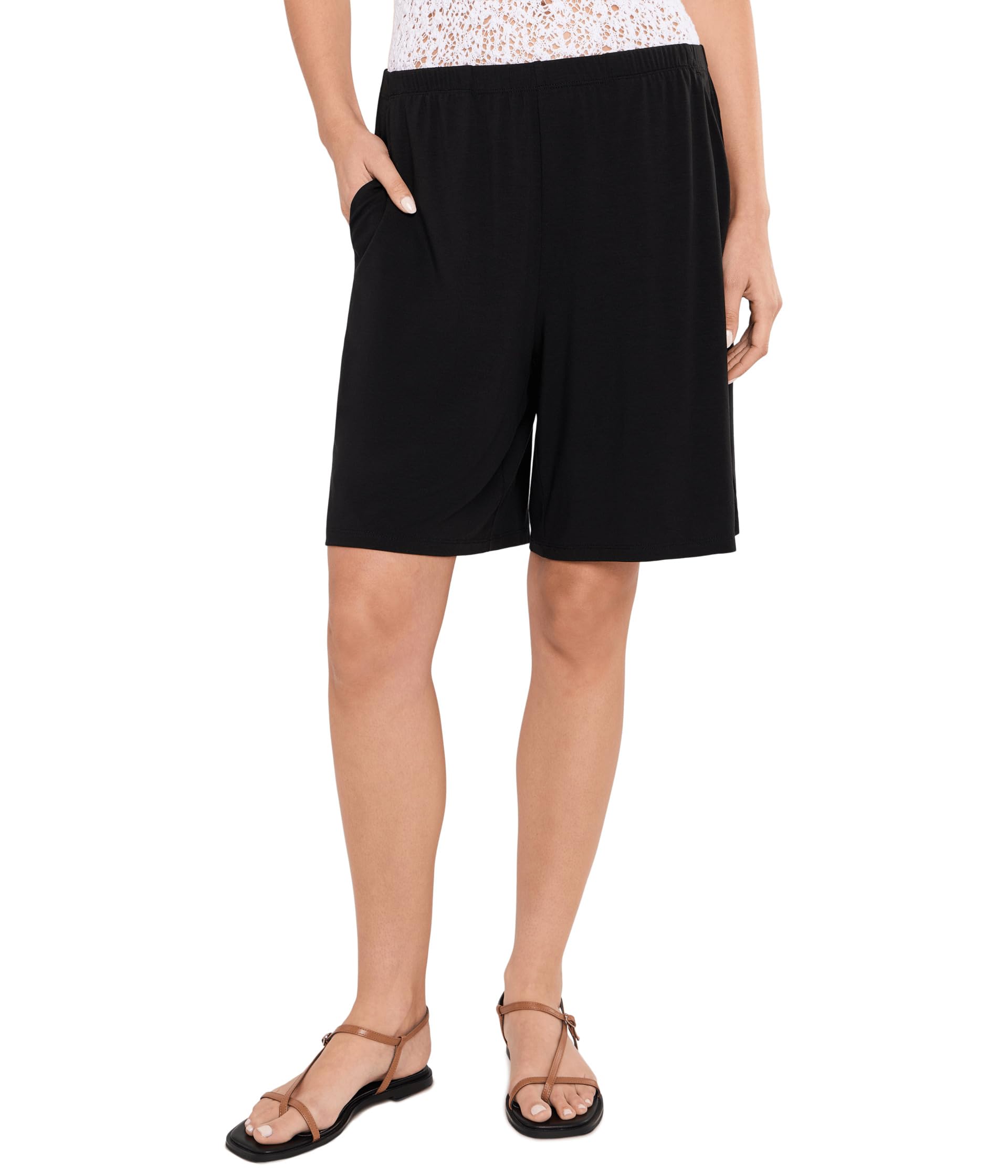 Fine Stretch Jersey Knit Flared Shorts