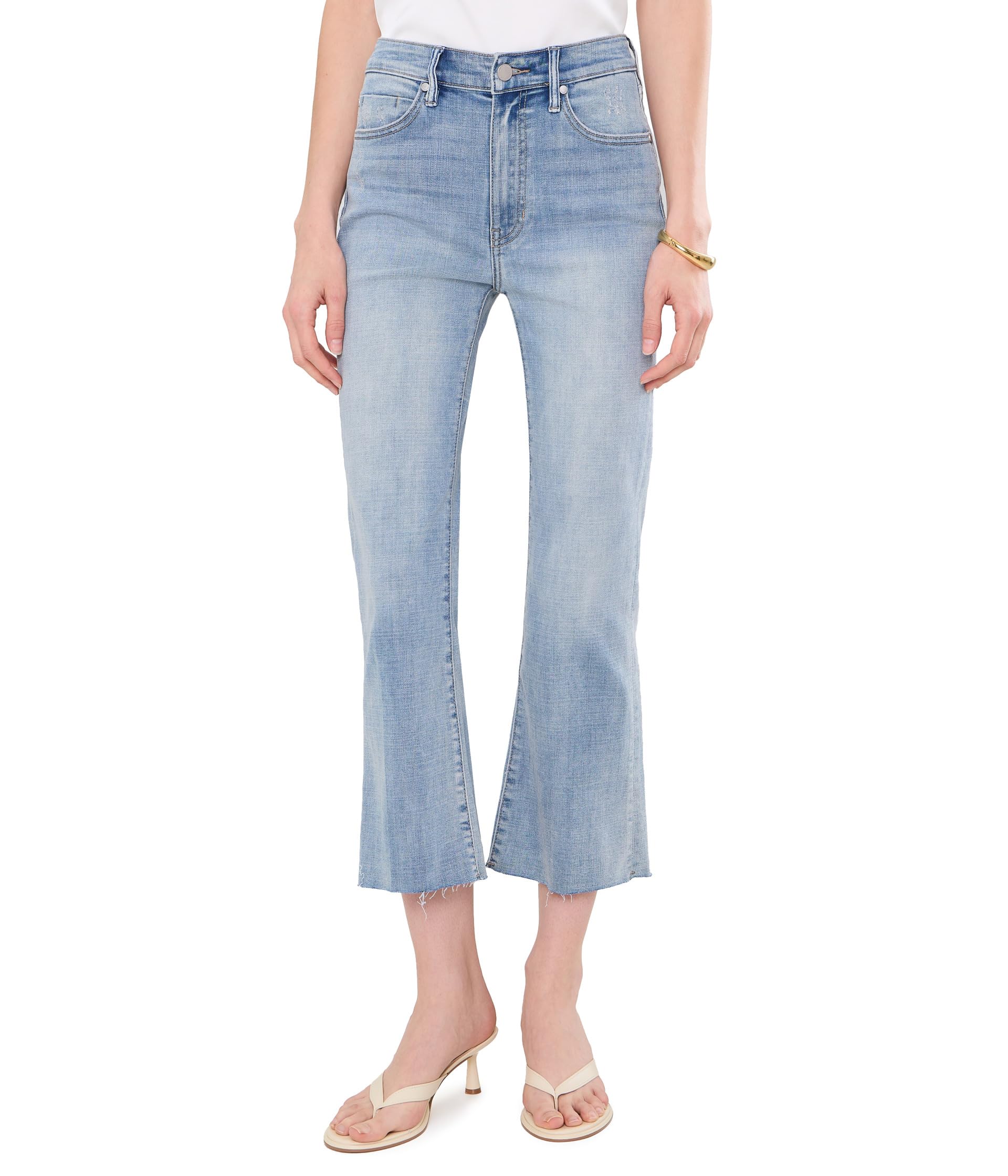 Mid-Rise Hannah Crop Flare Jeans with Cut Hem 25.5" Inseam