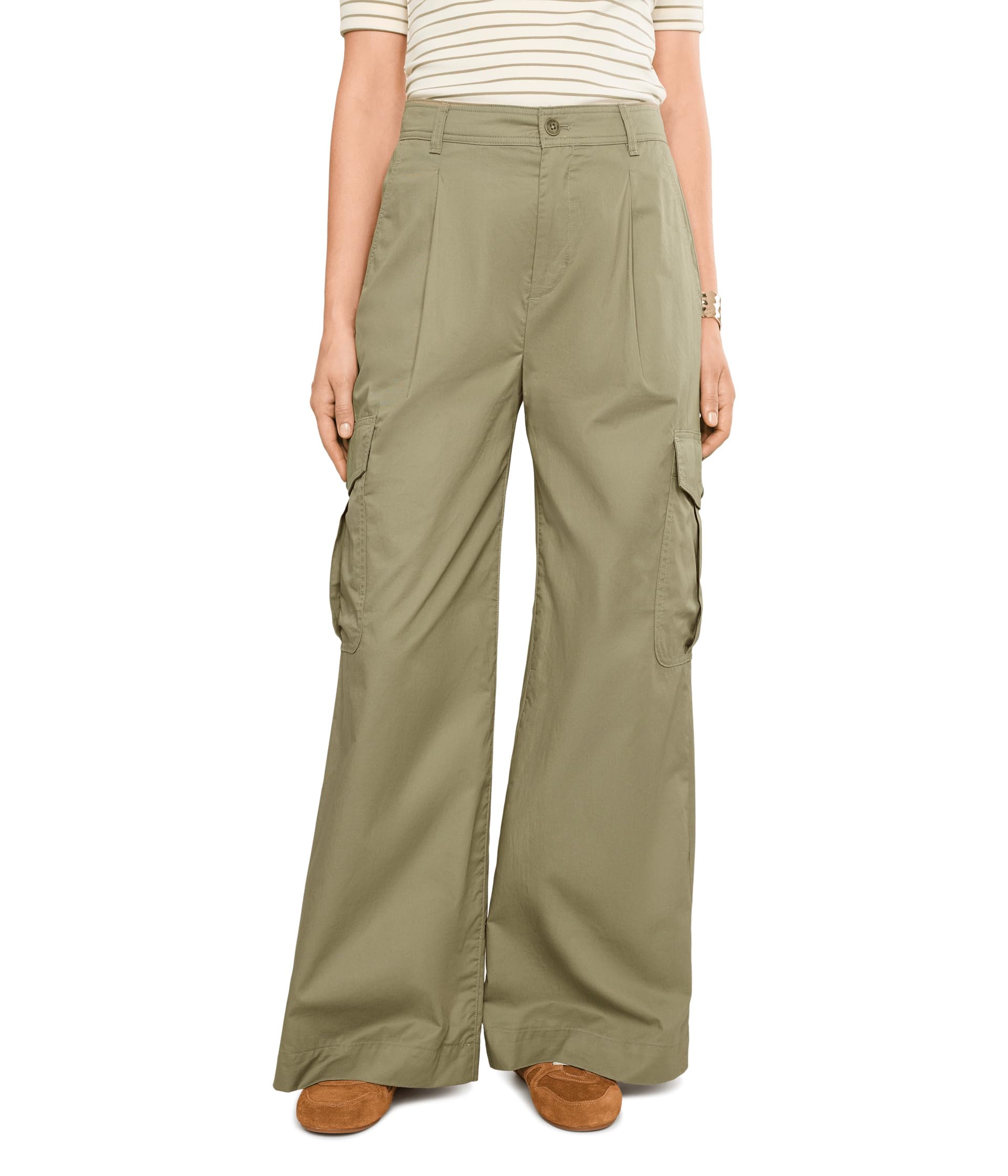 Брюки карго из хлопка с плиссировкой Lauren Ralph Lauren Wide-Leg
