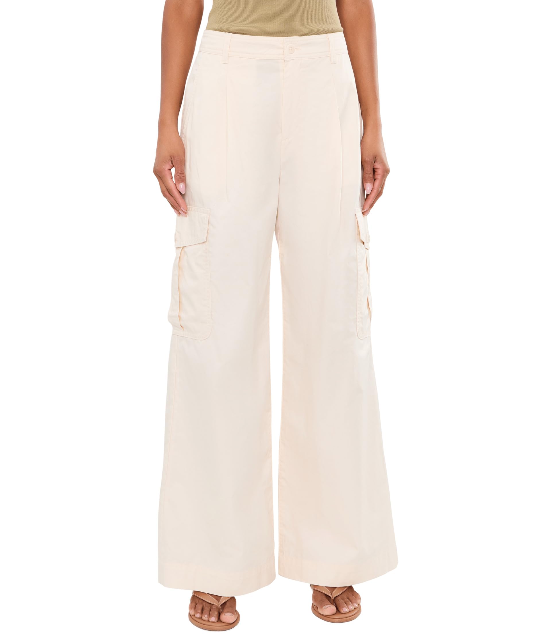 Pleated Cotton Twill Wide-Leg Cargo Pants
