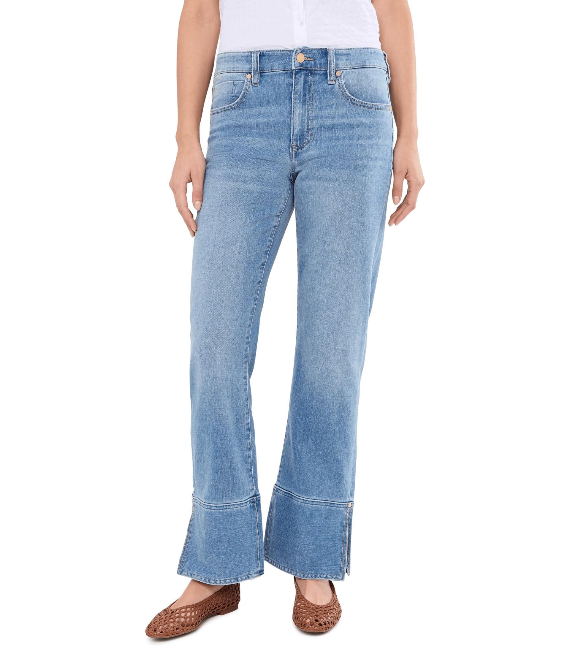 30" Mid-Rise Kennedy Straight Jeans with Cuff and Slit