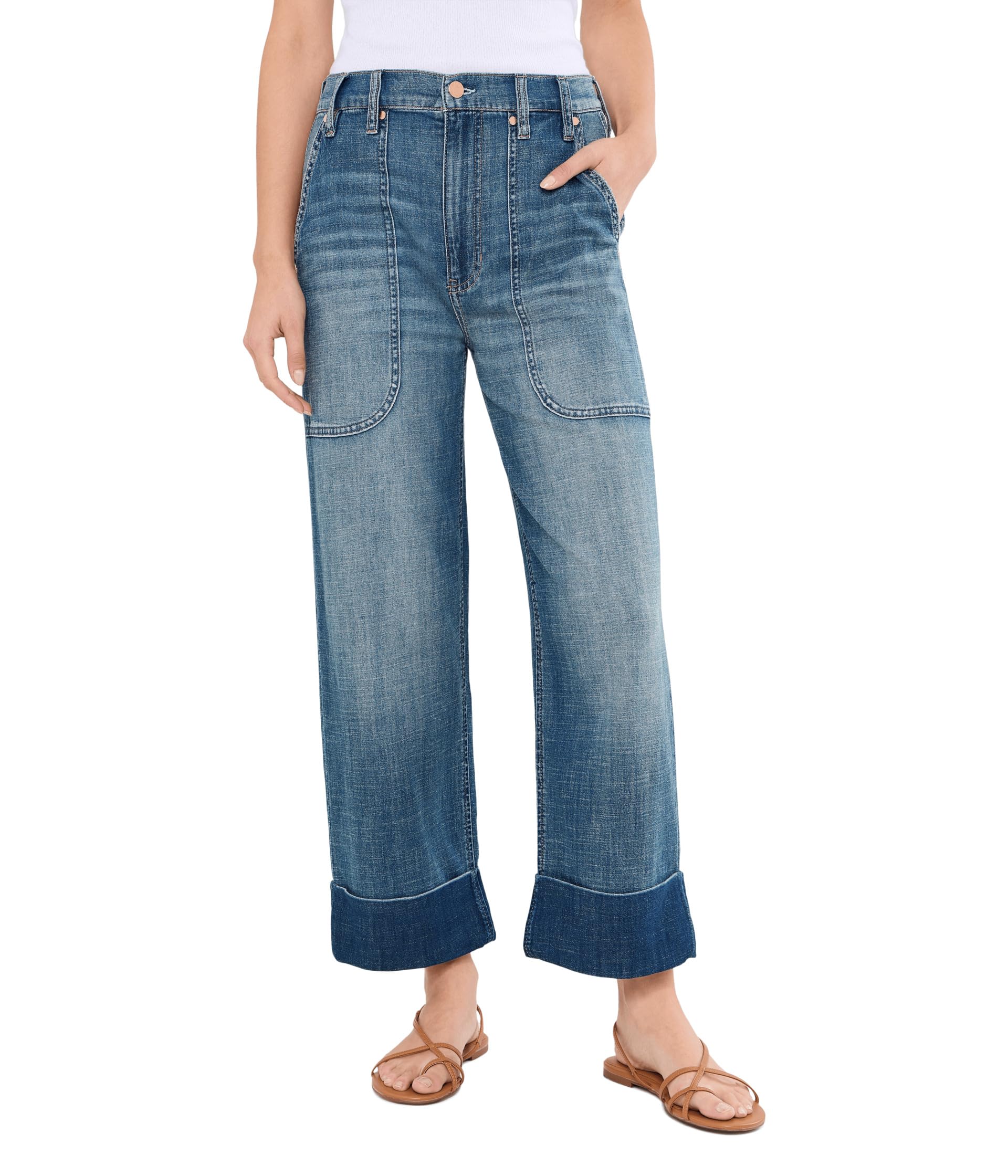 27" High-Rise Relaxed Straight Jeans with Utility Pockets