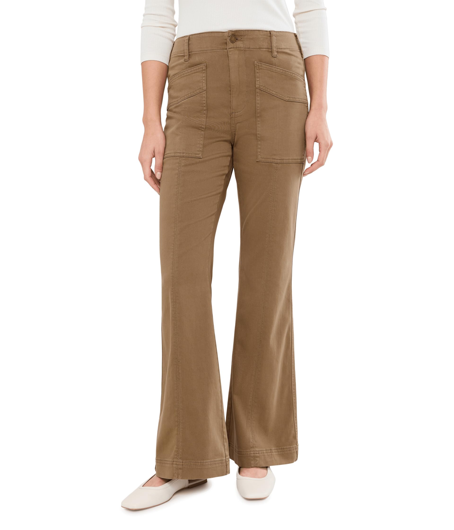 32" High-Rise Flare Jeans with Patch Front Pockets