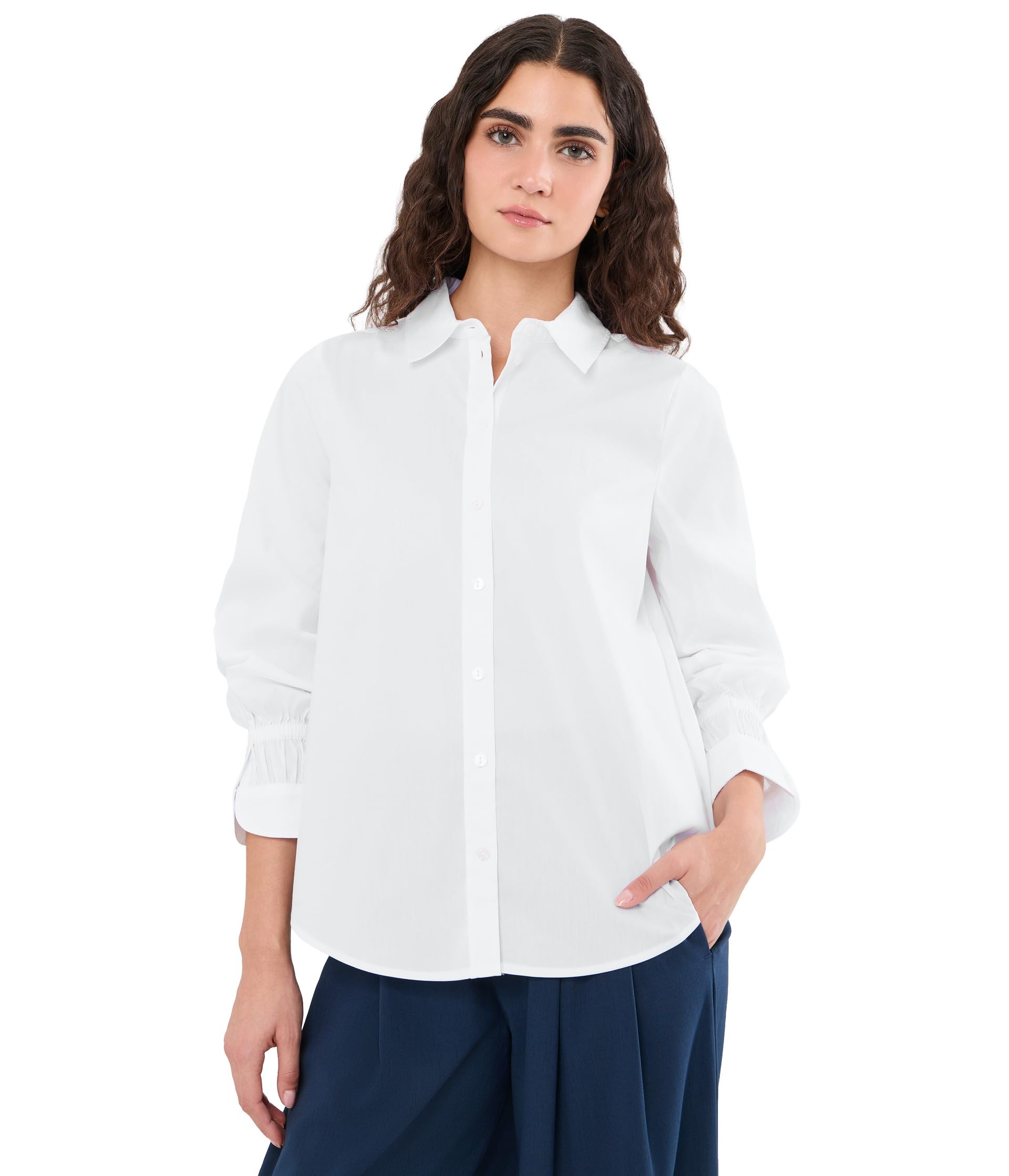 Топ с регулируемыми рукавами и пуговицами спереди
