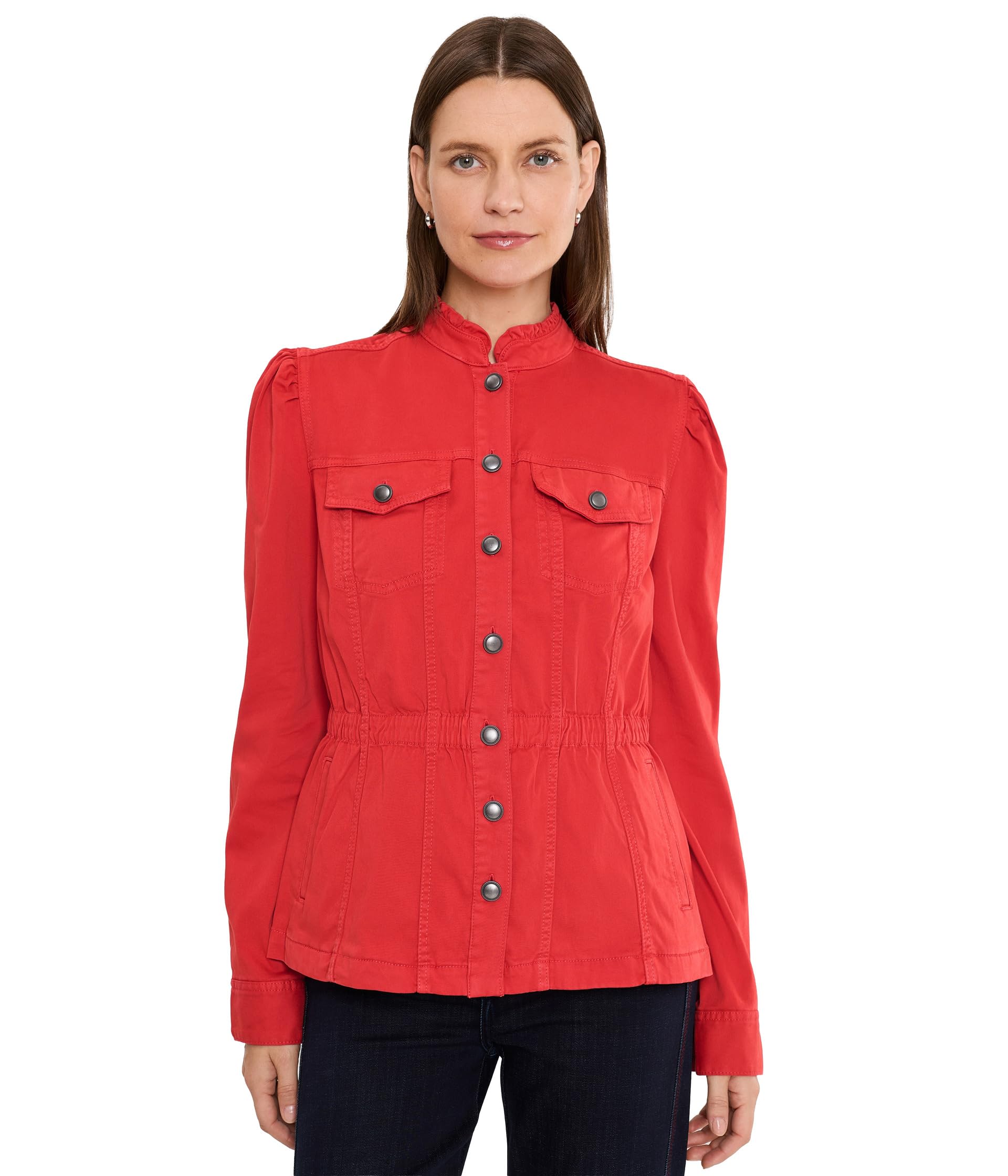 Puff Sleeve Trucker Jacket w/ Ruffle Collar
