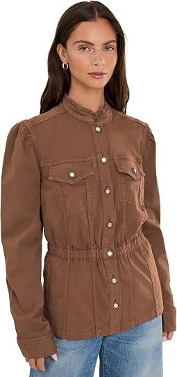 Puff Sleeve Trucker Jacket w/ Ruffle Collar