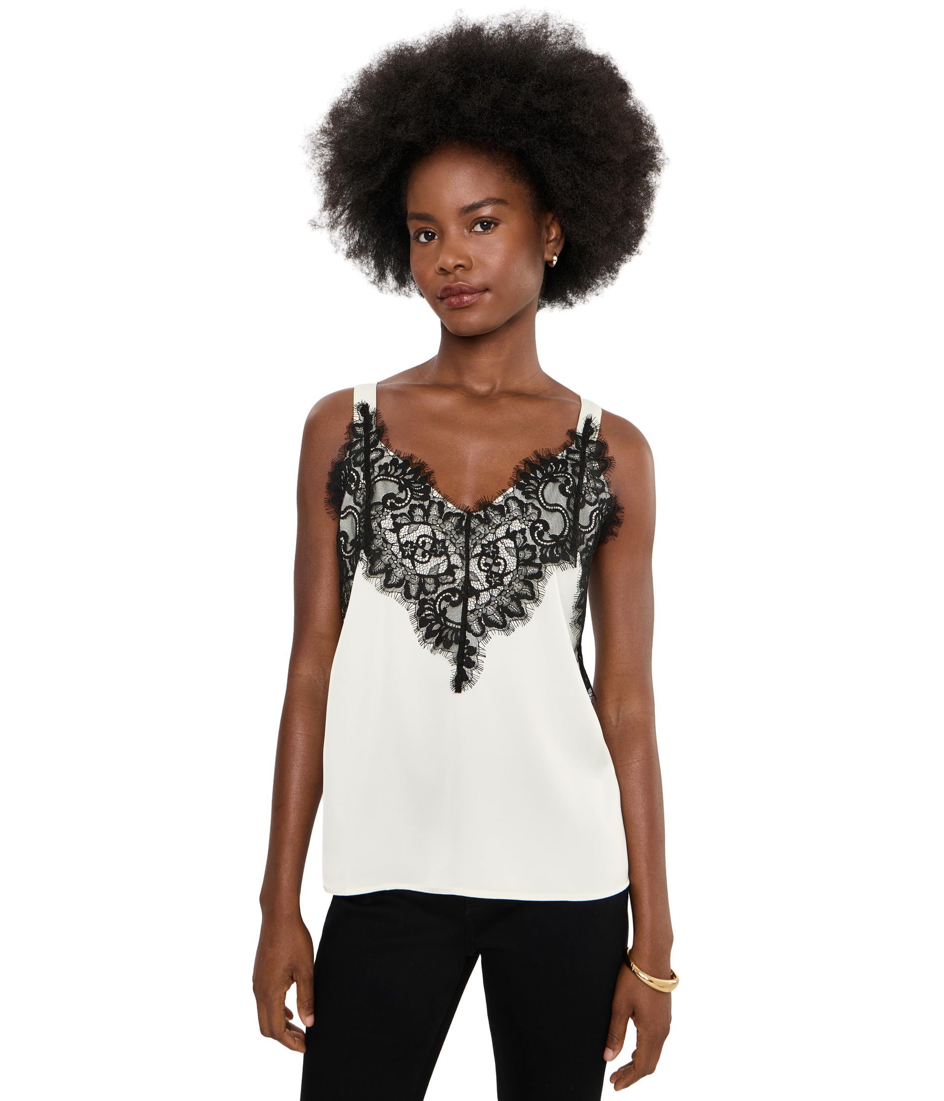 Sleeveless Woven Top w/ Lace