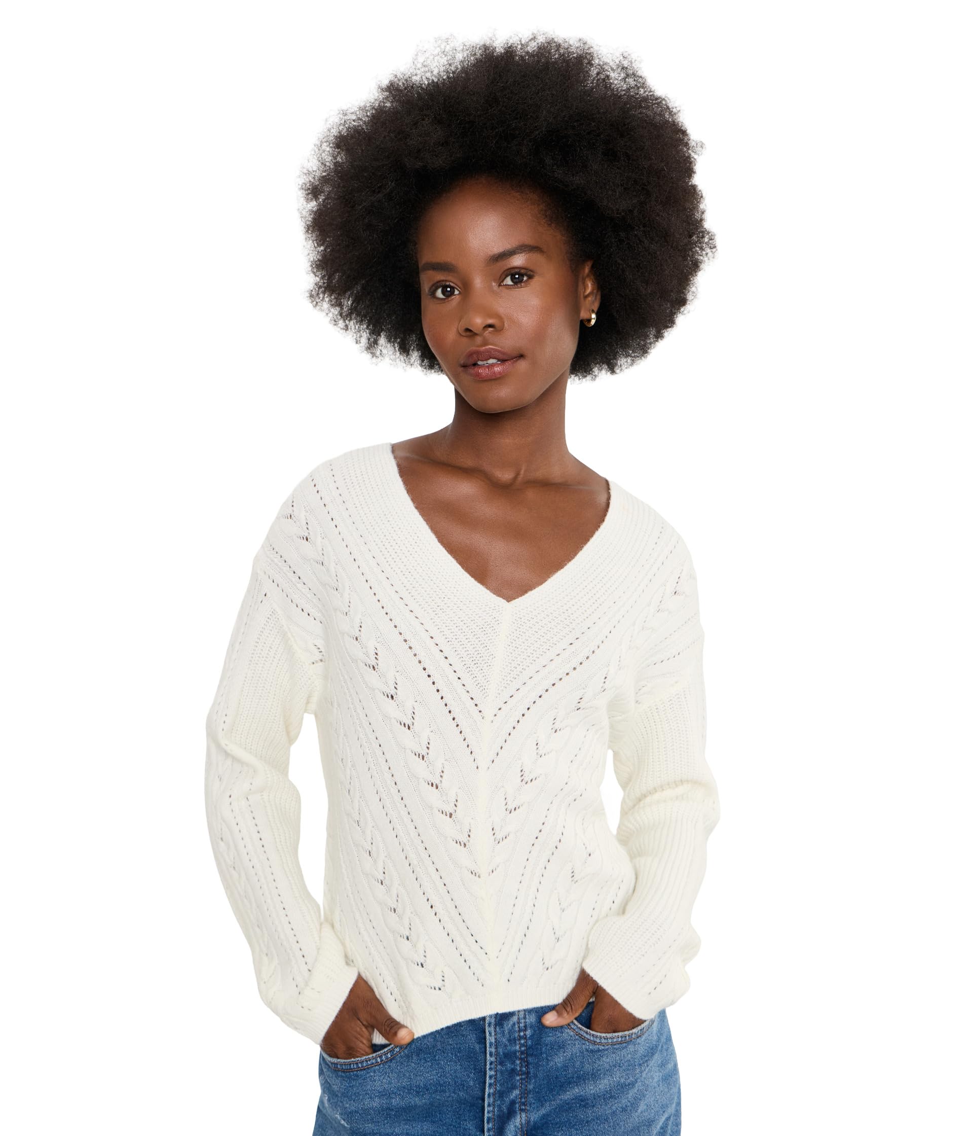 Long Sleeve V-Neck Drop Shoulder Sweater