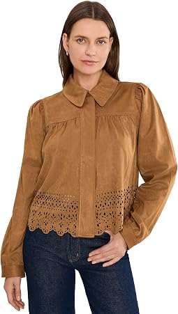 Puff Sleeve Jacket w/ Laser Cut Hem