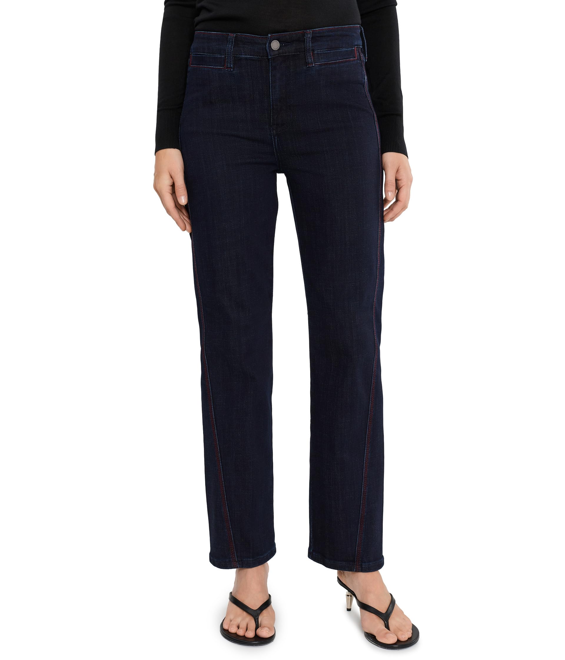 Mid-Rise Kennedy Straight Jeans w/ Side Stitch Detail