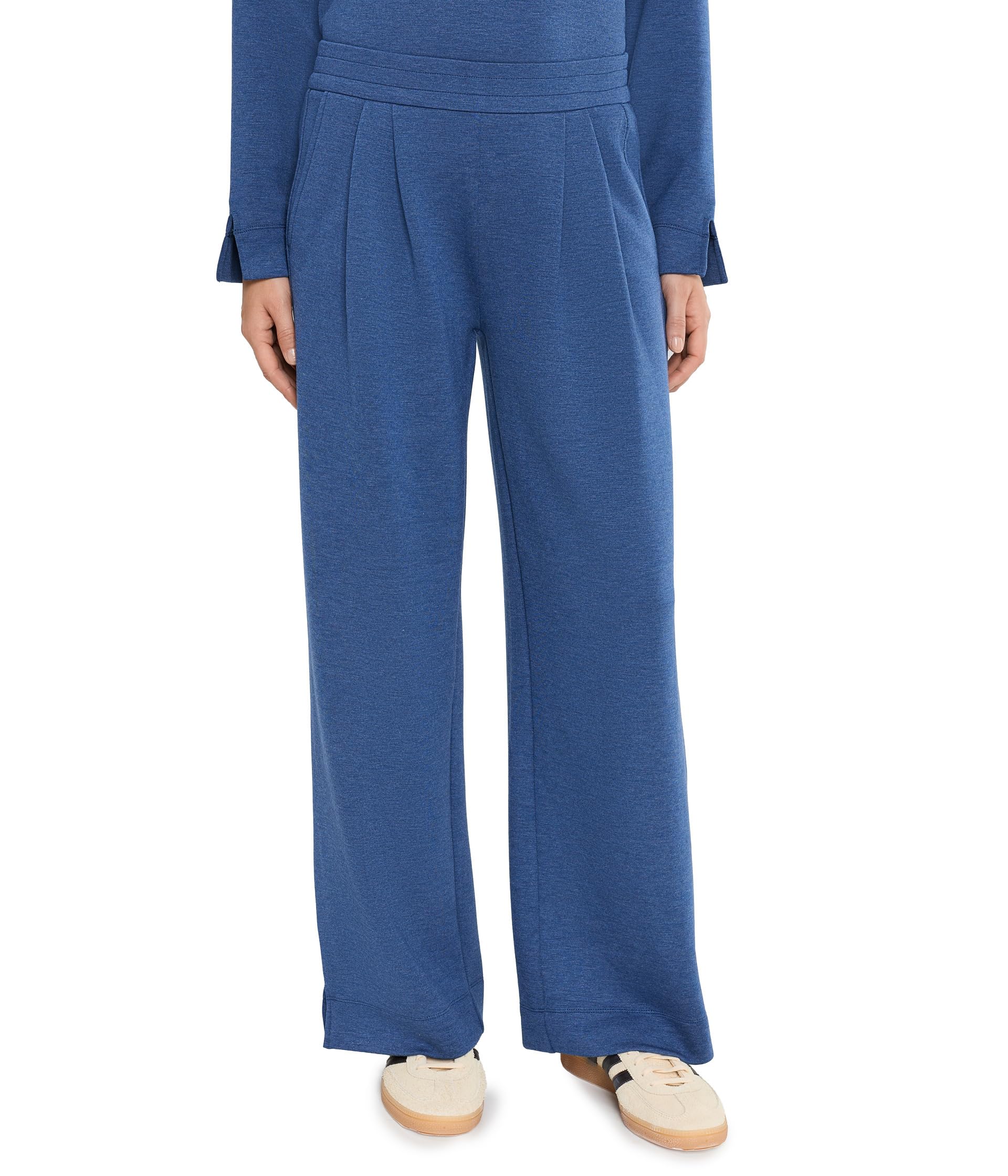 Mid-Rise Pull-On Pleated Wide Leg Pants